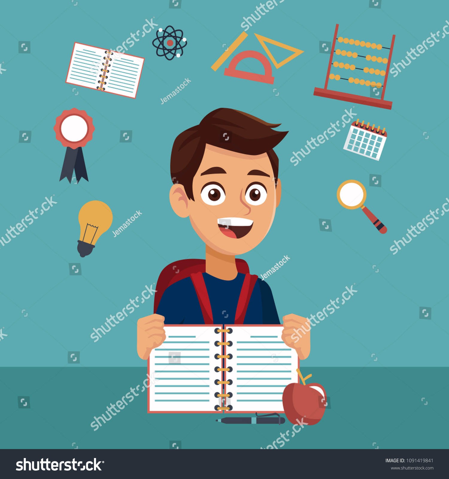 High School Education Cartoon - Royalty Free Stock Vector 1091419841 