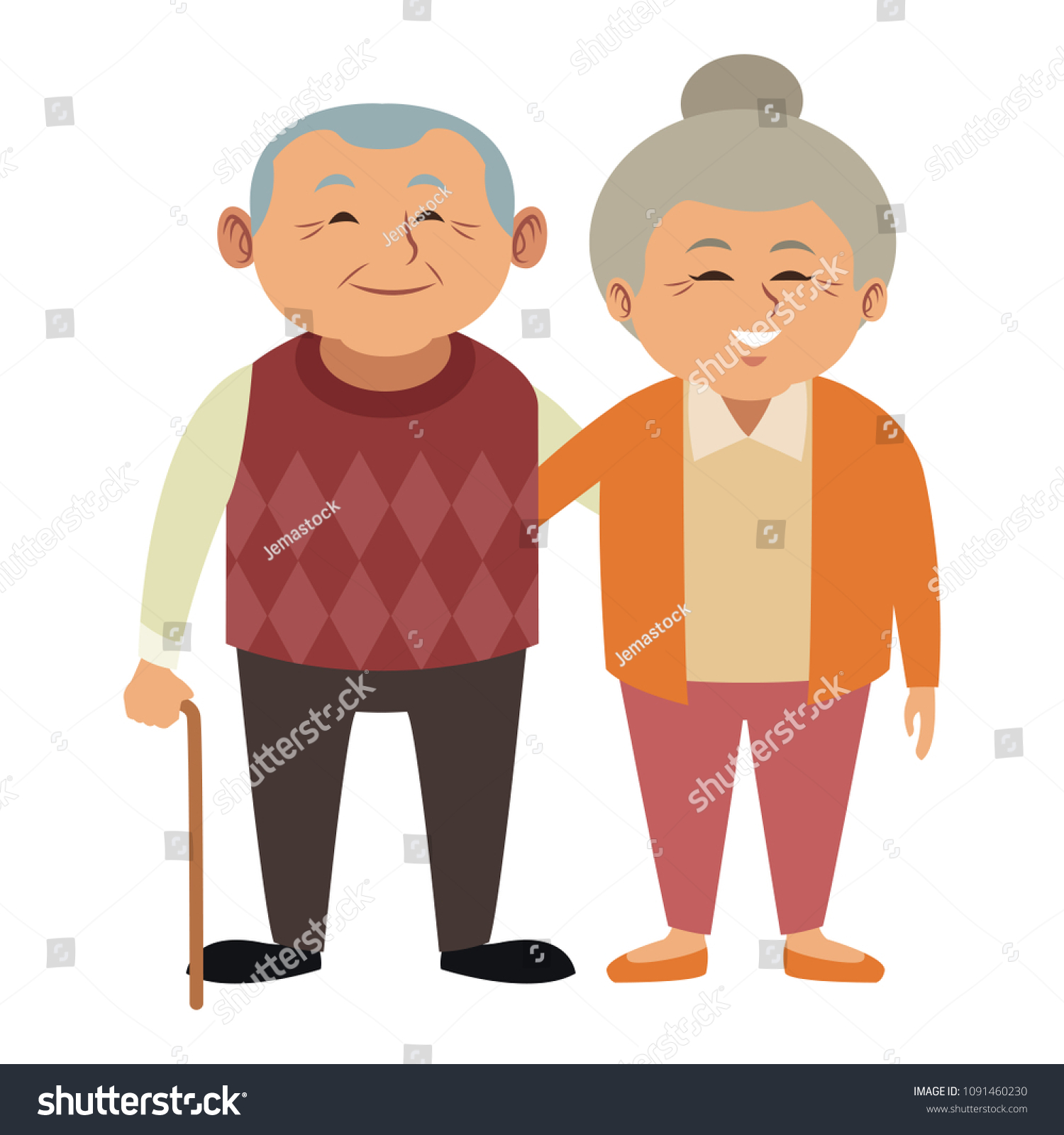 Cute grandparents couple cartoon - Royalty Free Stock Vector 1091460230 ...