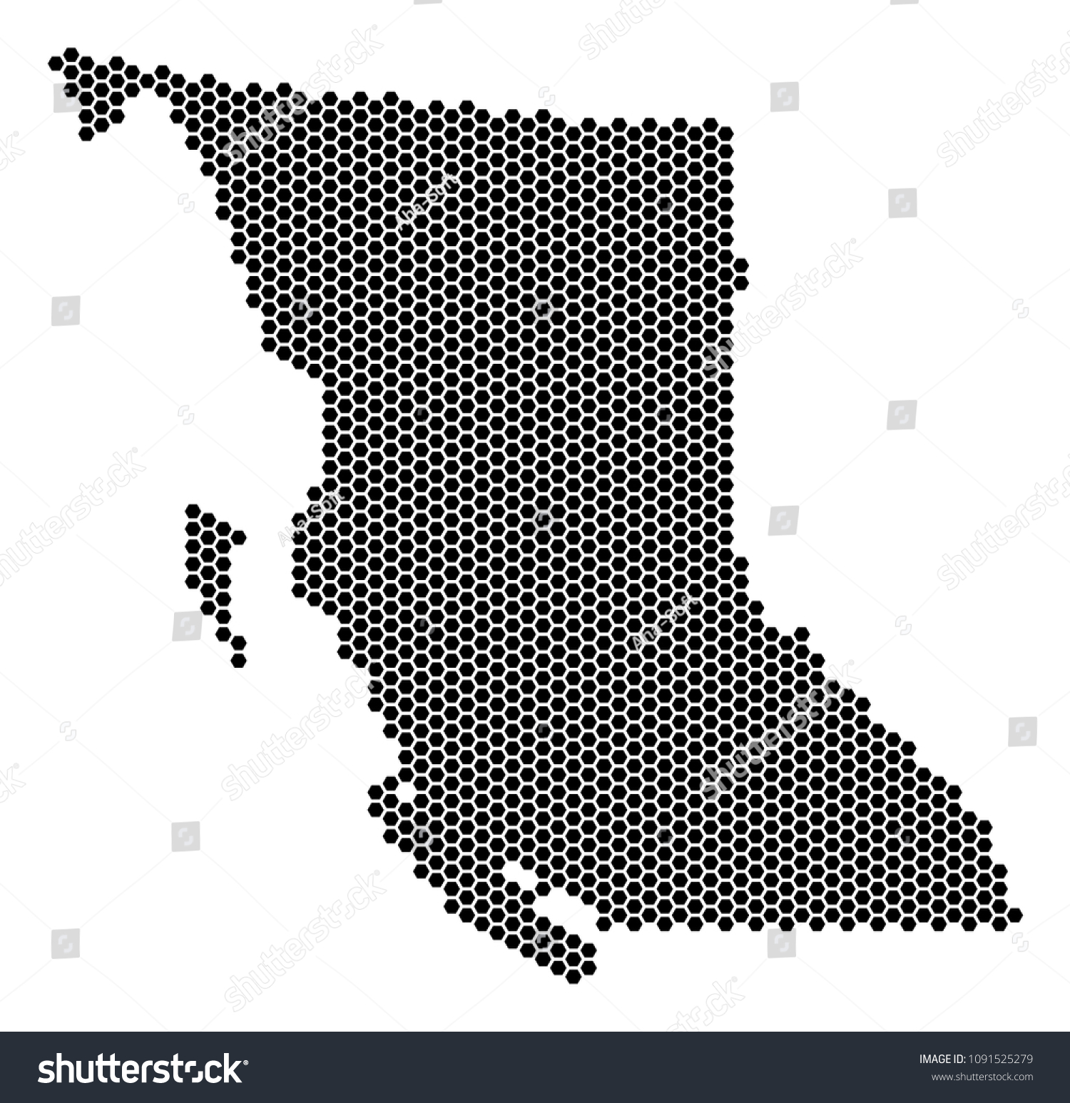 Hex-Tile British Columbia Province Map. Vector - Royalty Free Stock ...