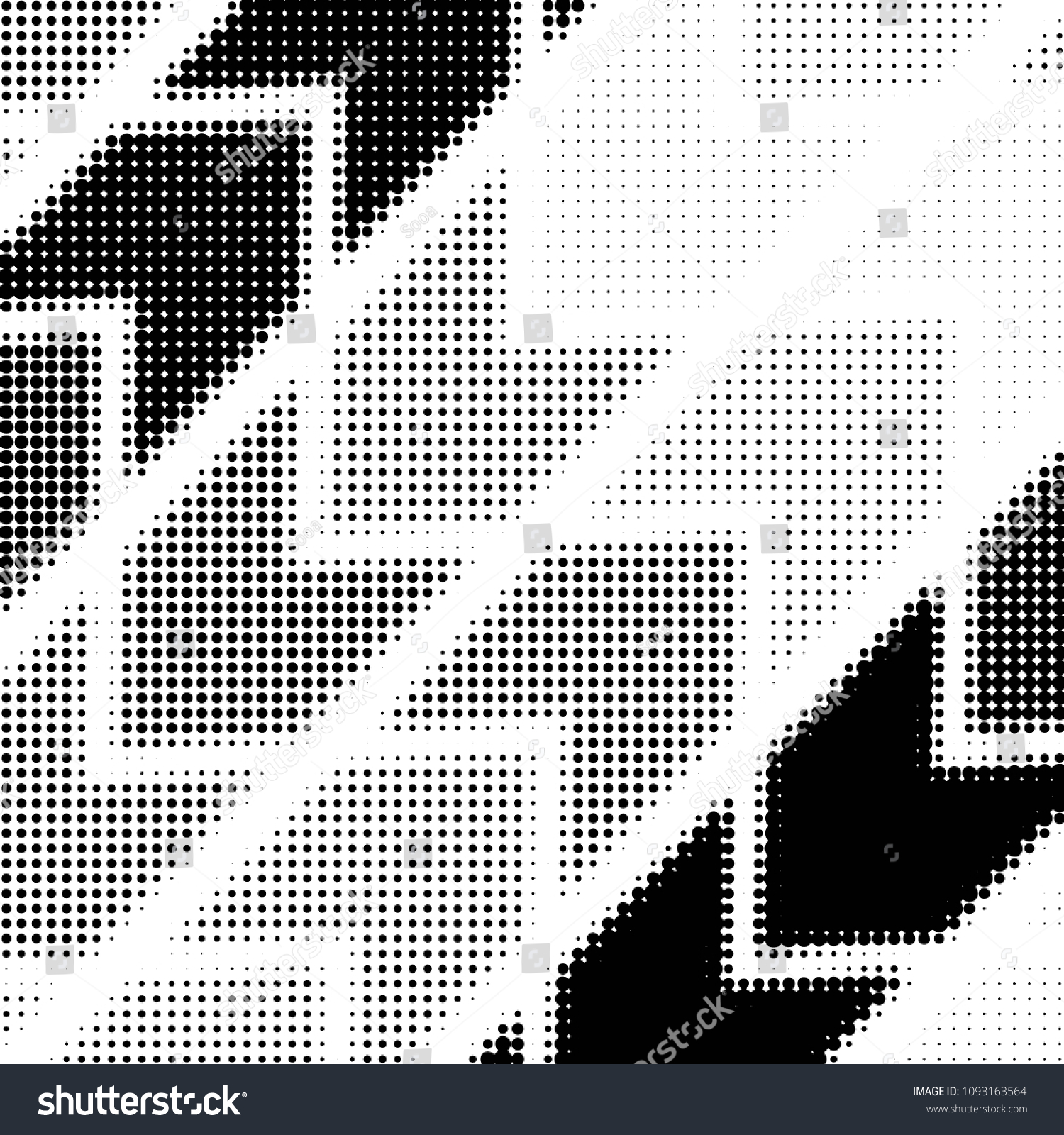 Abstract grunge grid polka dot halftone background pattern. Spotted black and white line illustration
 #1093163564