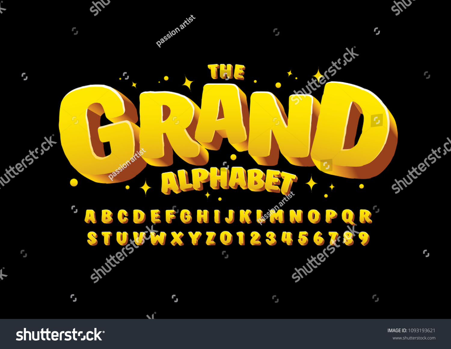 Vector of stylized modern font and alphabet #1093193621