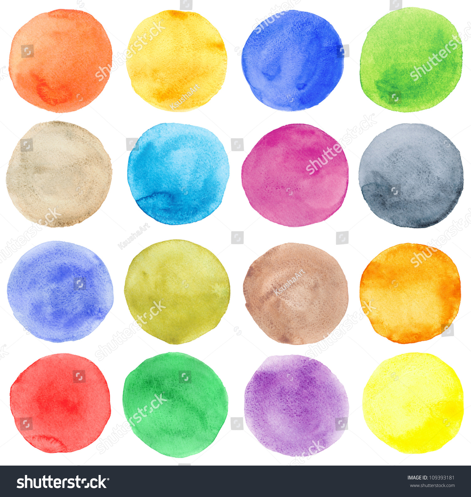 Watercolor hand painted circles set #109393181