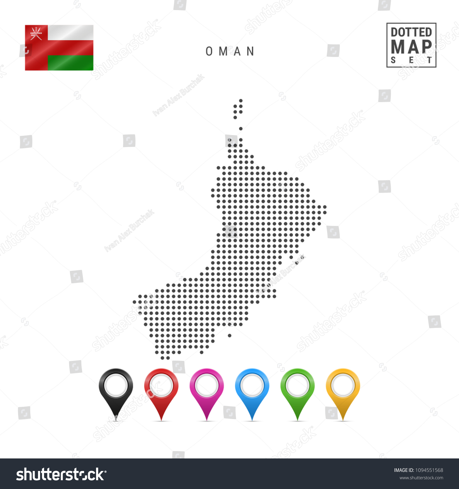 Dotted Map of Oman. Simple Silhouette of Oman. - Royalty Free Stock ...