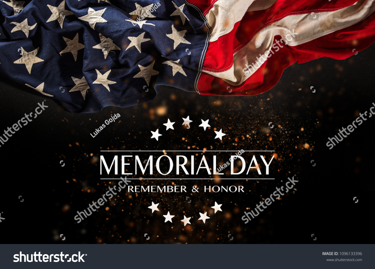 American flag with the text Memorial day. Celebration of all who served. #1096133396