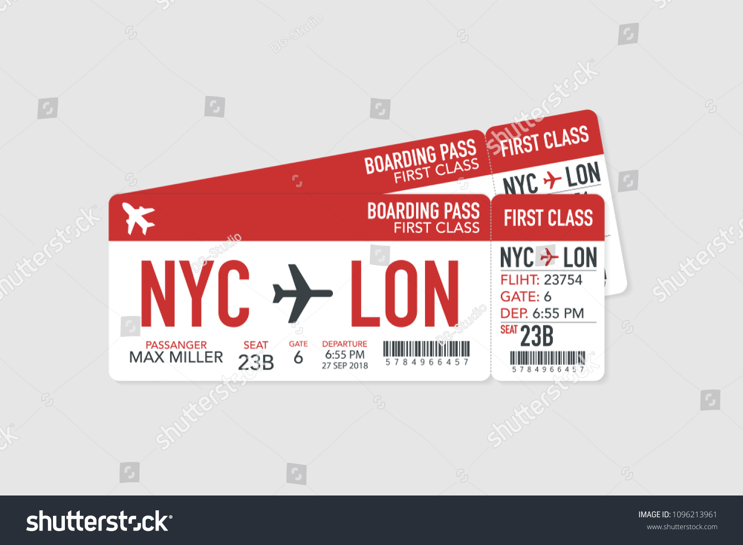 Airline boarding pass tickets to plane for - Royalty Free Stock Vector ...