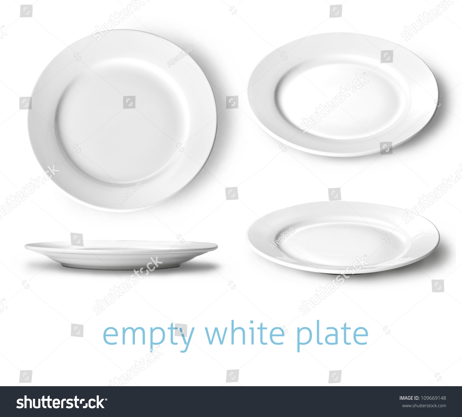  set of empty white plate on the white background #109669148
