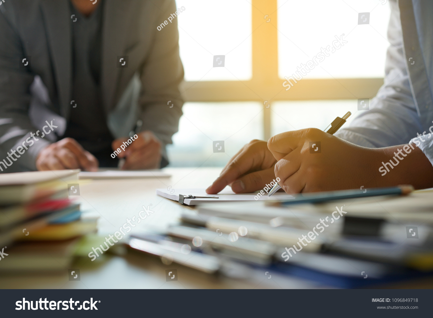 Businessman working reading documents graph financial to job succes Analyze document plans #1096849718