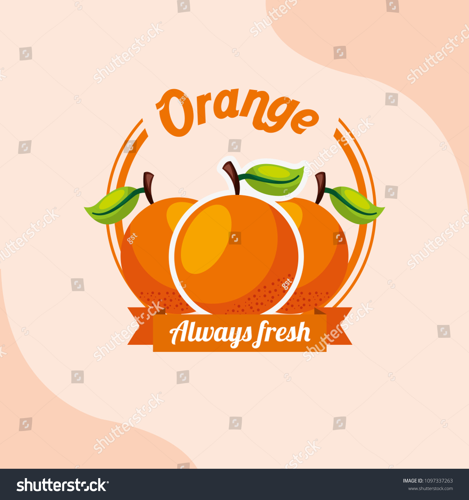 fruit orange always fresh emblem #1097337263