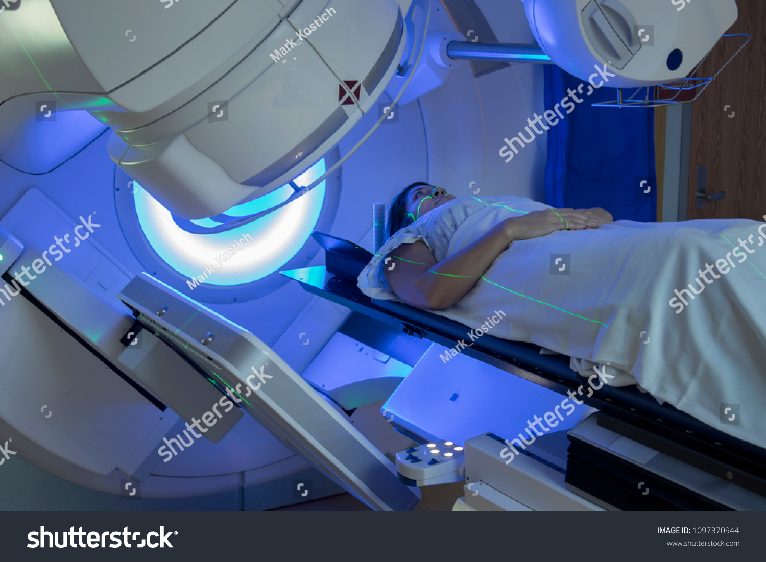 Woman Receiving Radiation Therapy Treatments for Breast Cancer #1097370944