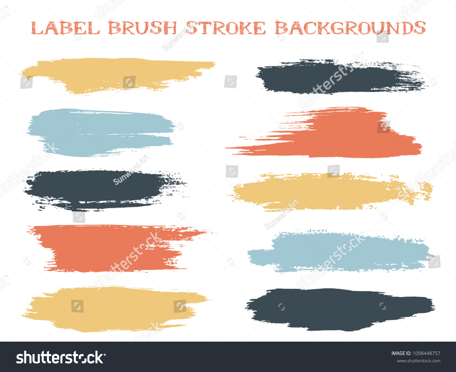 Minimal label brush stroke backgrounds, paint or ink smudges vector for tags and stamps design. Painted label backgrounds patch. Interior colors scheme swatches. Ink dabs, red blue black splashes. #1098448757