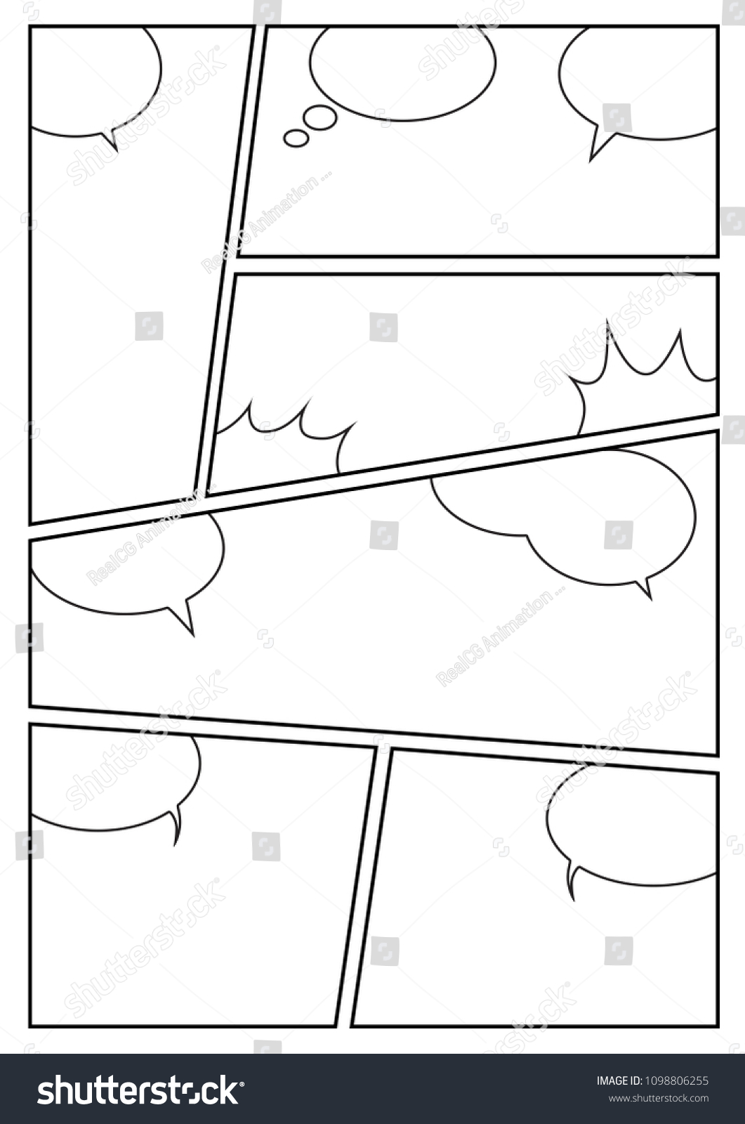 manga storyboard layout template for rapidly - Royalty Free Stock ...