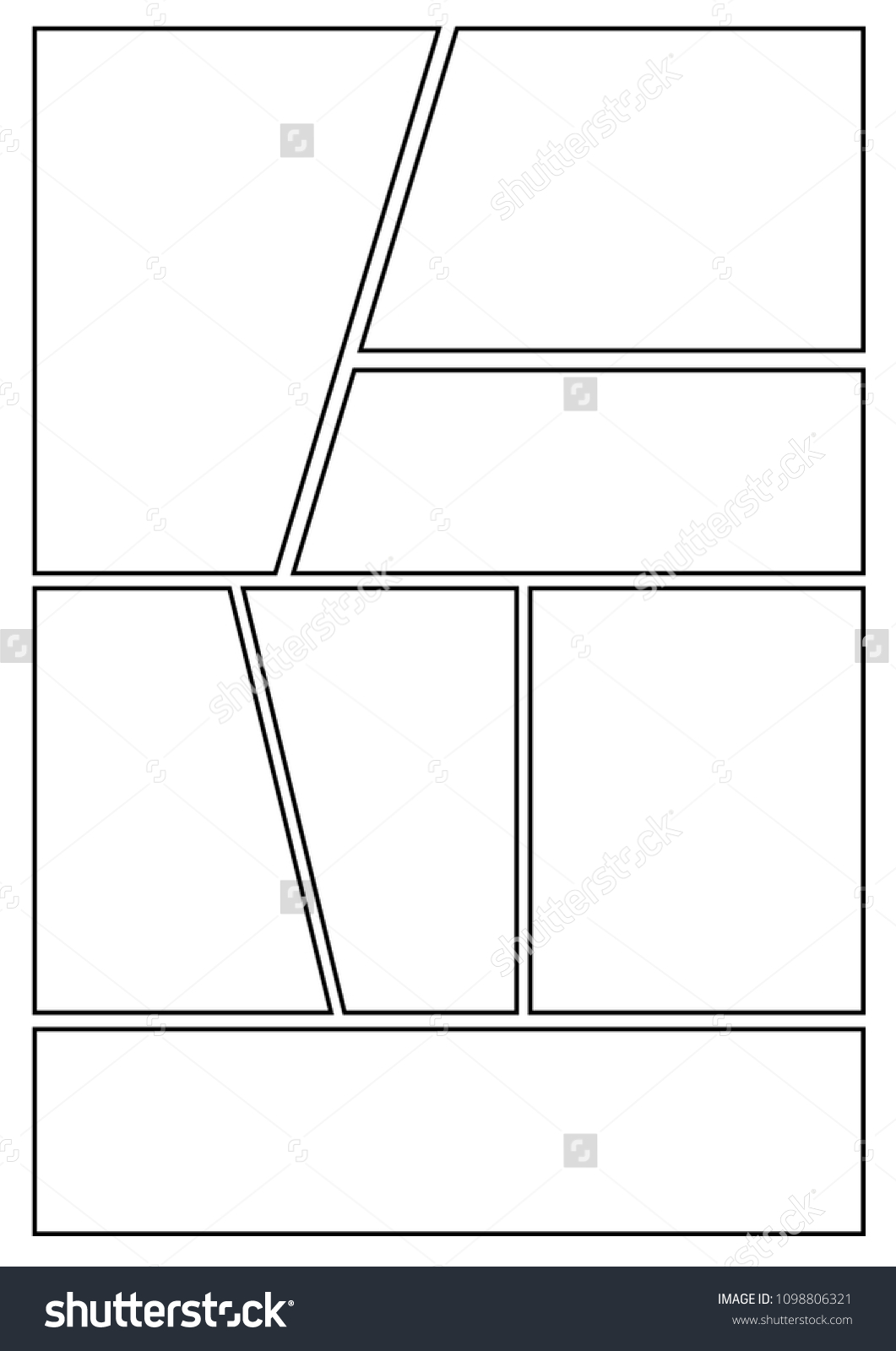 manga storyboard layout template for rapidly Royalty Free Stock