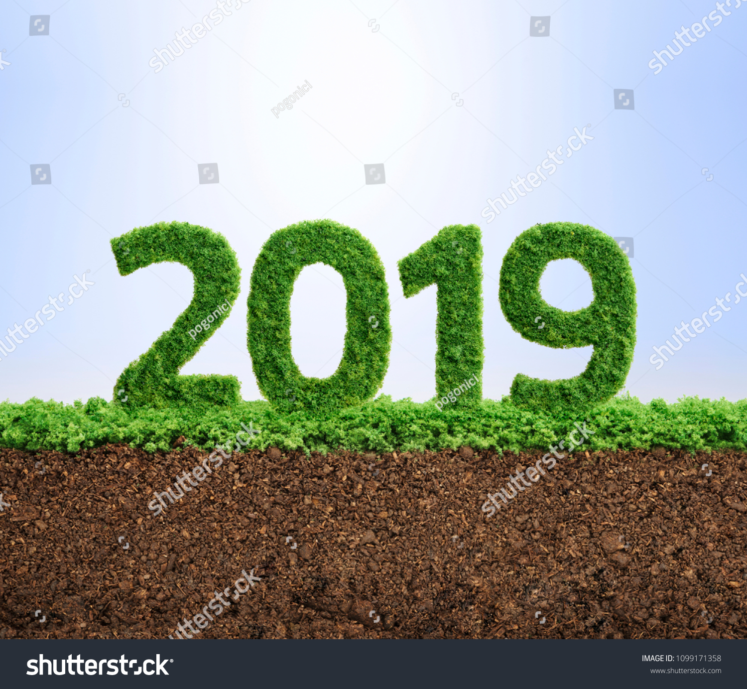 2019 is a good year for growth in environmental business. Grass growing in the shape of year 2019. #1099171358