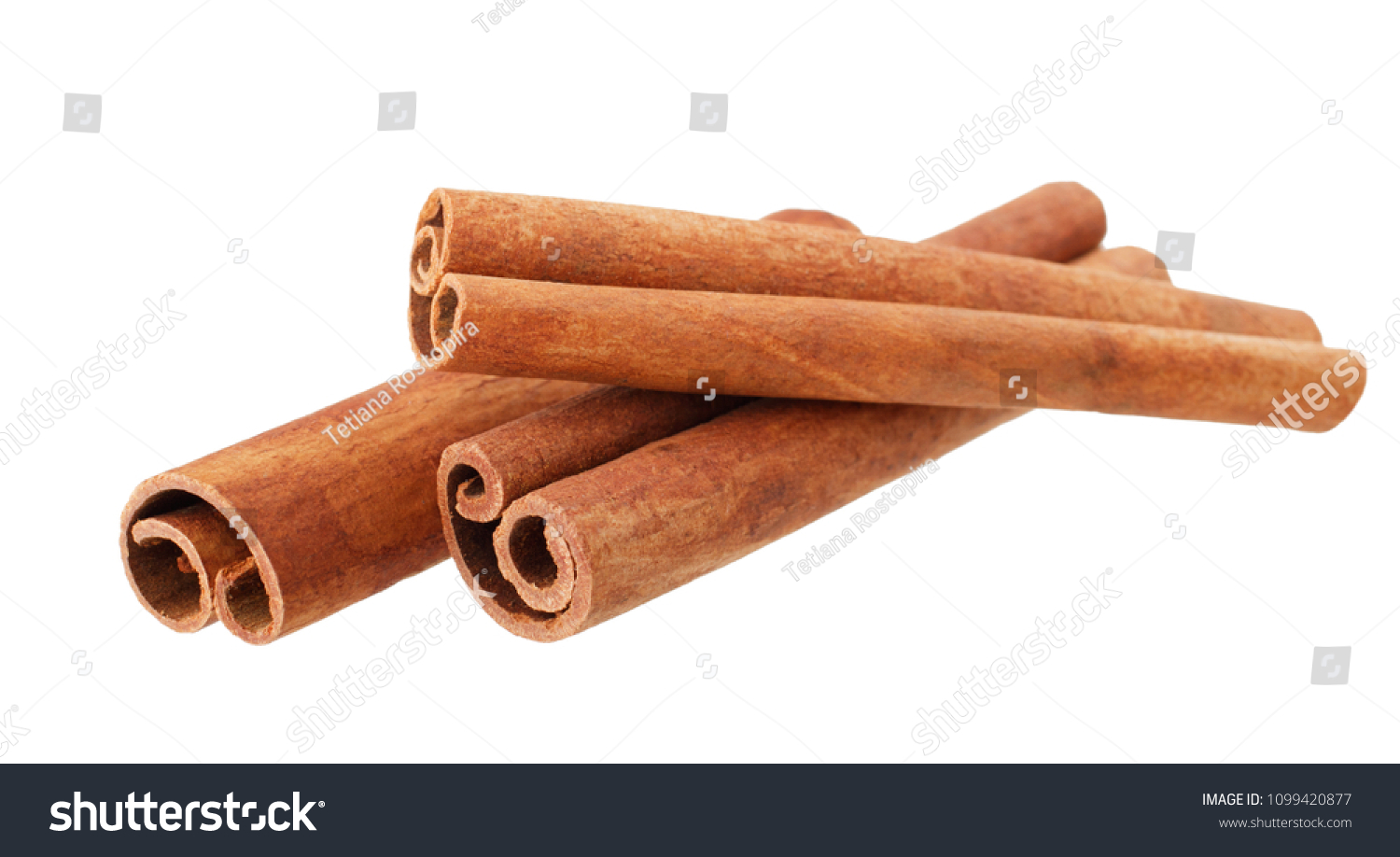 Cinnamon sticks isolated on white background without shadow #1099420877