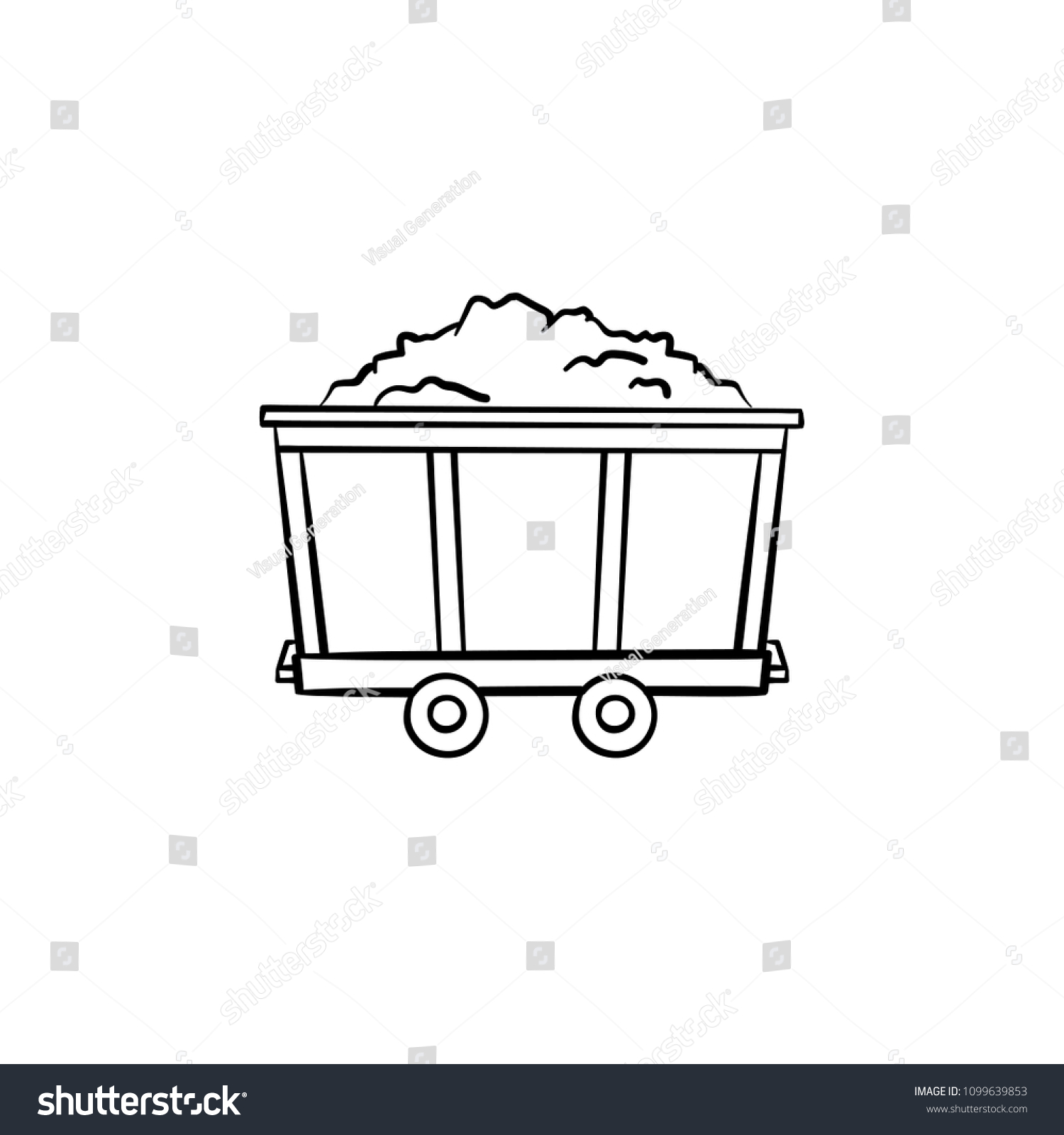 Mining coal trolley hand drawn outline doodle - Royalty Free Stock ...