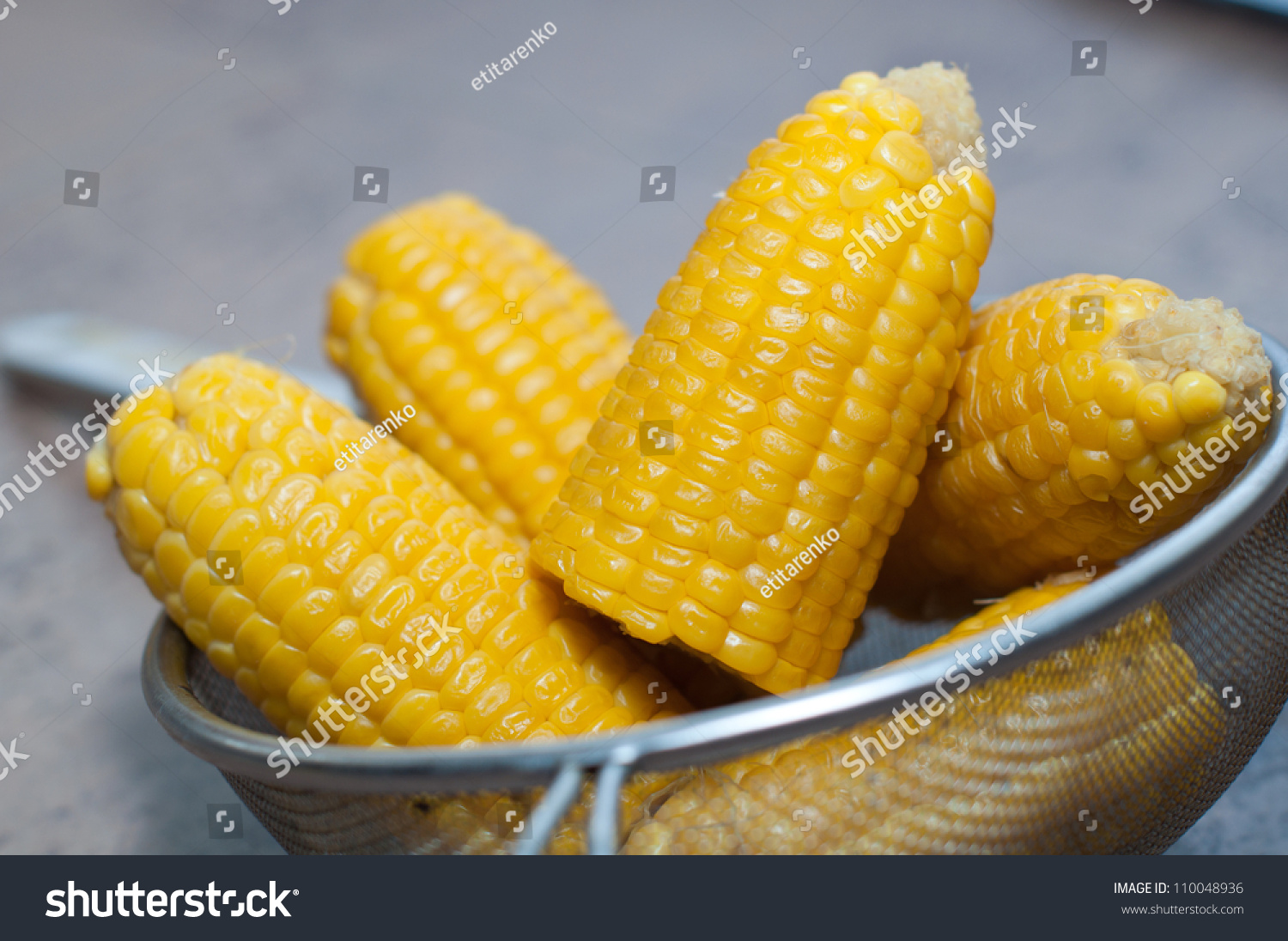 boiled corn in pan #110048936