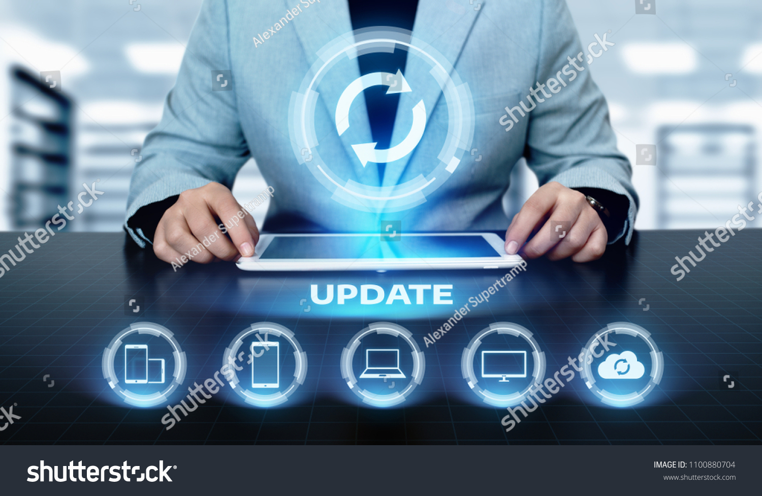 Update Software Computer Program Upgrade Business technology Internet Concept. #1100880704