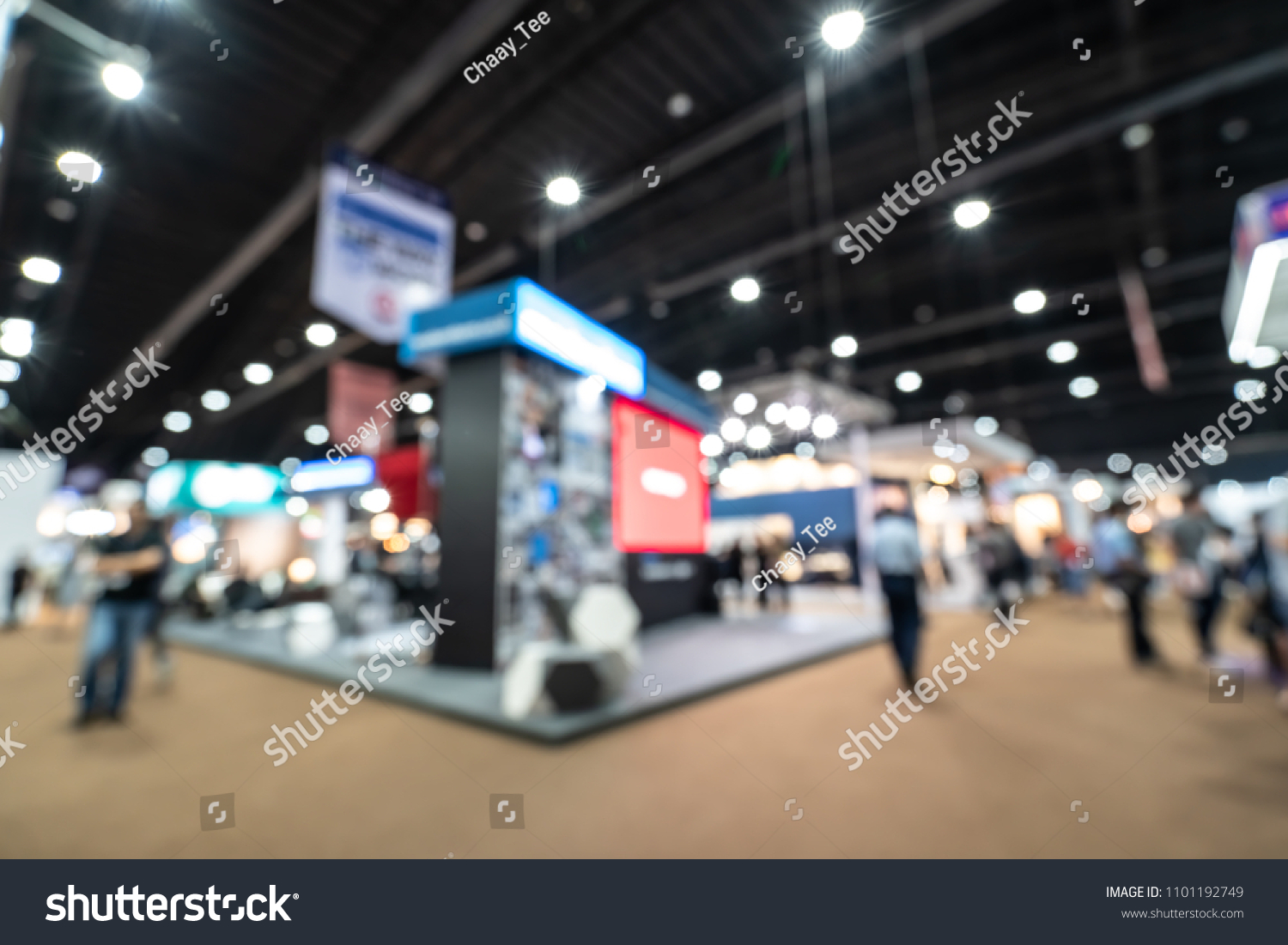 Abstract blurred defocused trade event exhibition background, business convention show concept. #1101192749