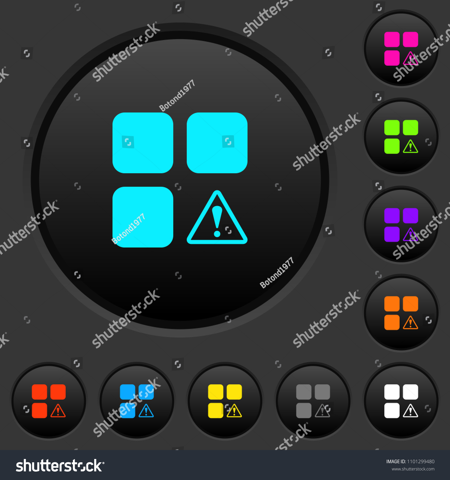 Component warning dark push buttons with vivid - Royalty Free Stock ...