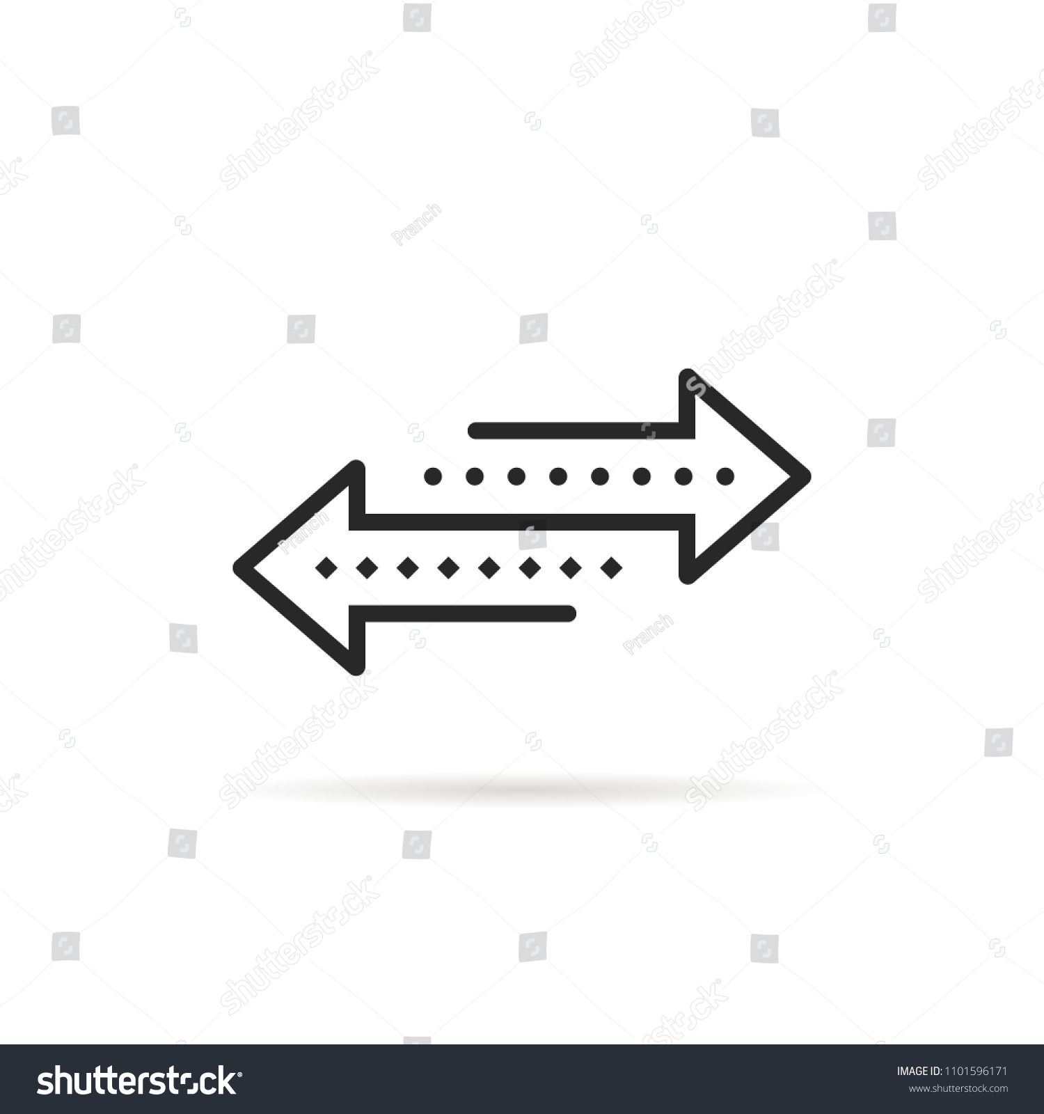 black direction arrow like transfer. simple flat trend modern linear logotype graphic art design isolated on white background. concept of info fast transference for website and abstract traffic badge #1101596171