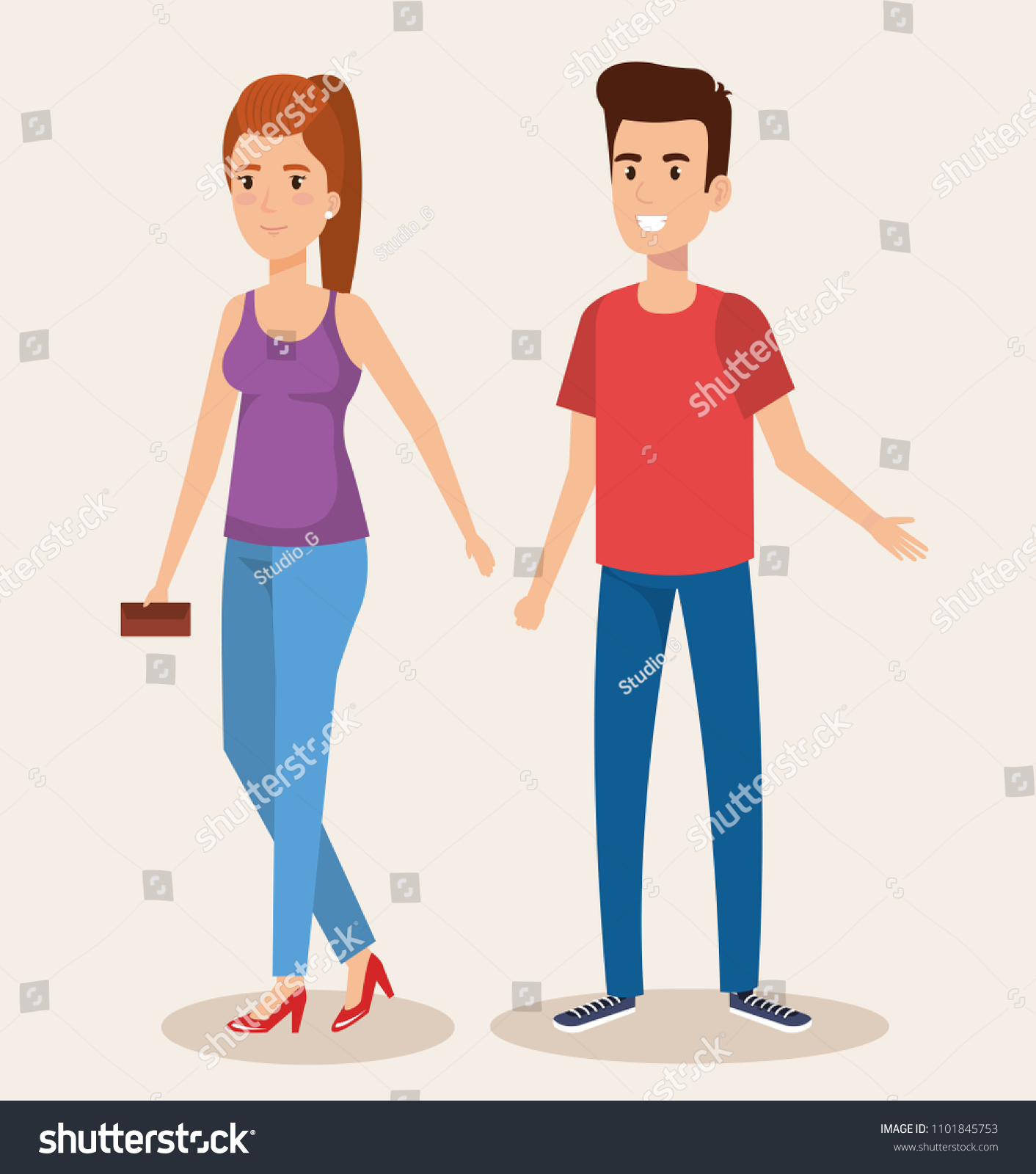 young couple avatars characters - Royalty Free Stock Vector 1101845753 ...