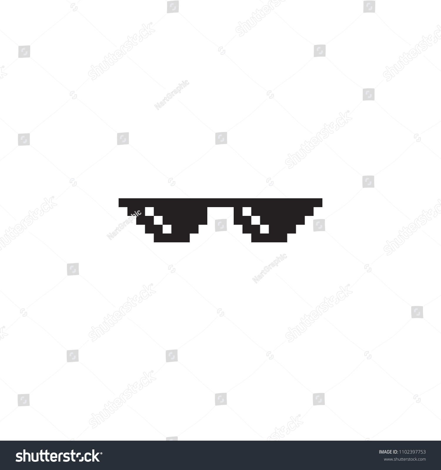 Thug life glasses meme, pixel glasses icon - Royalty Free Stock Vector ...