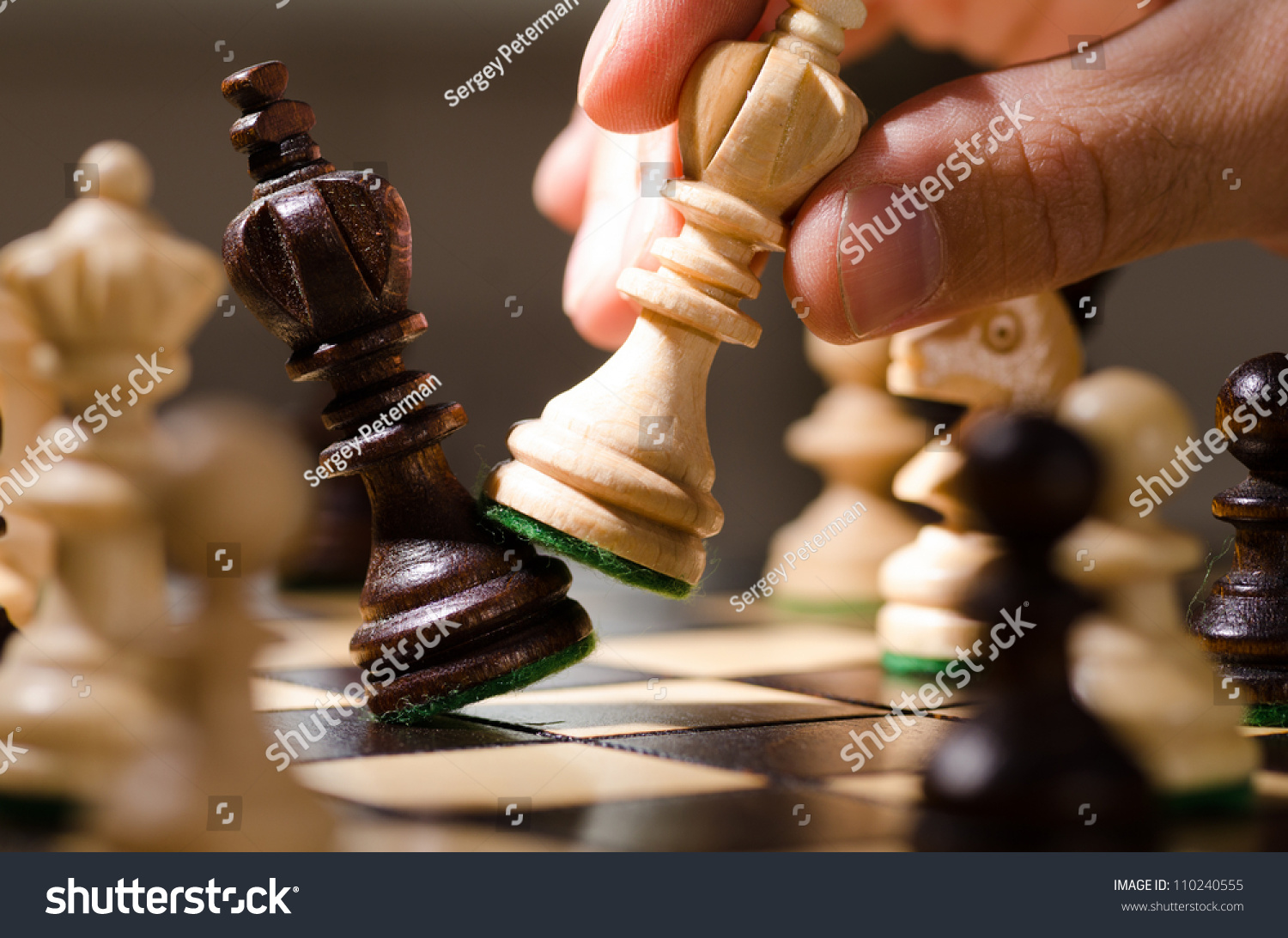 playing wooden chess pieces #110240555
