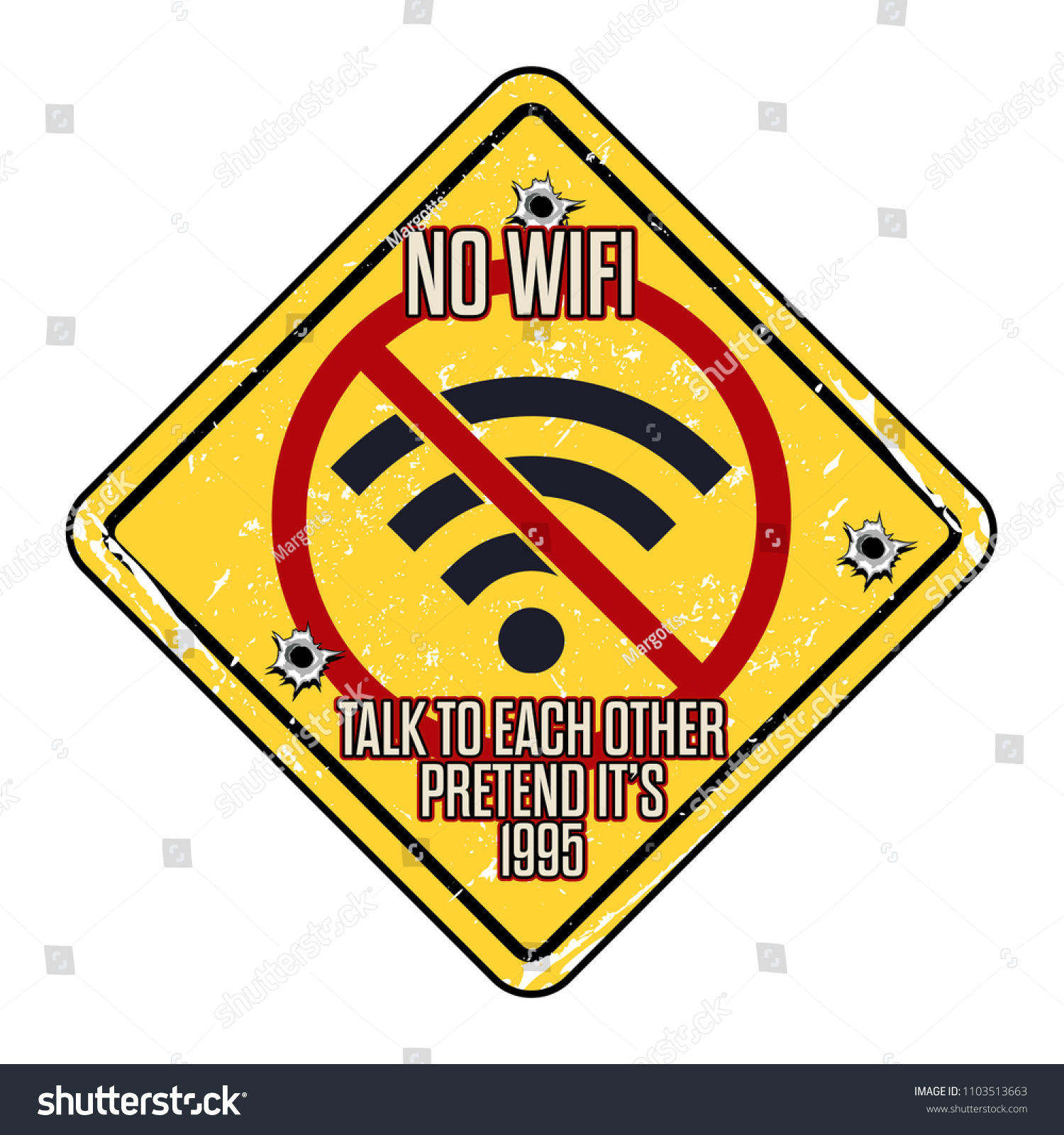 Funny No wifi sign vector #1103513663