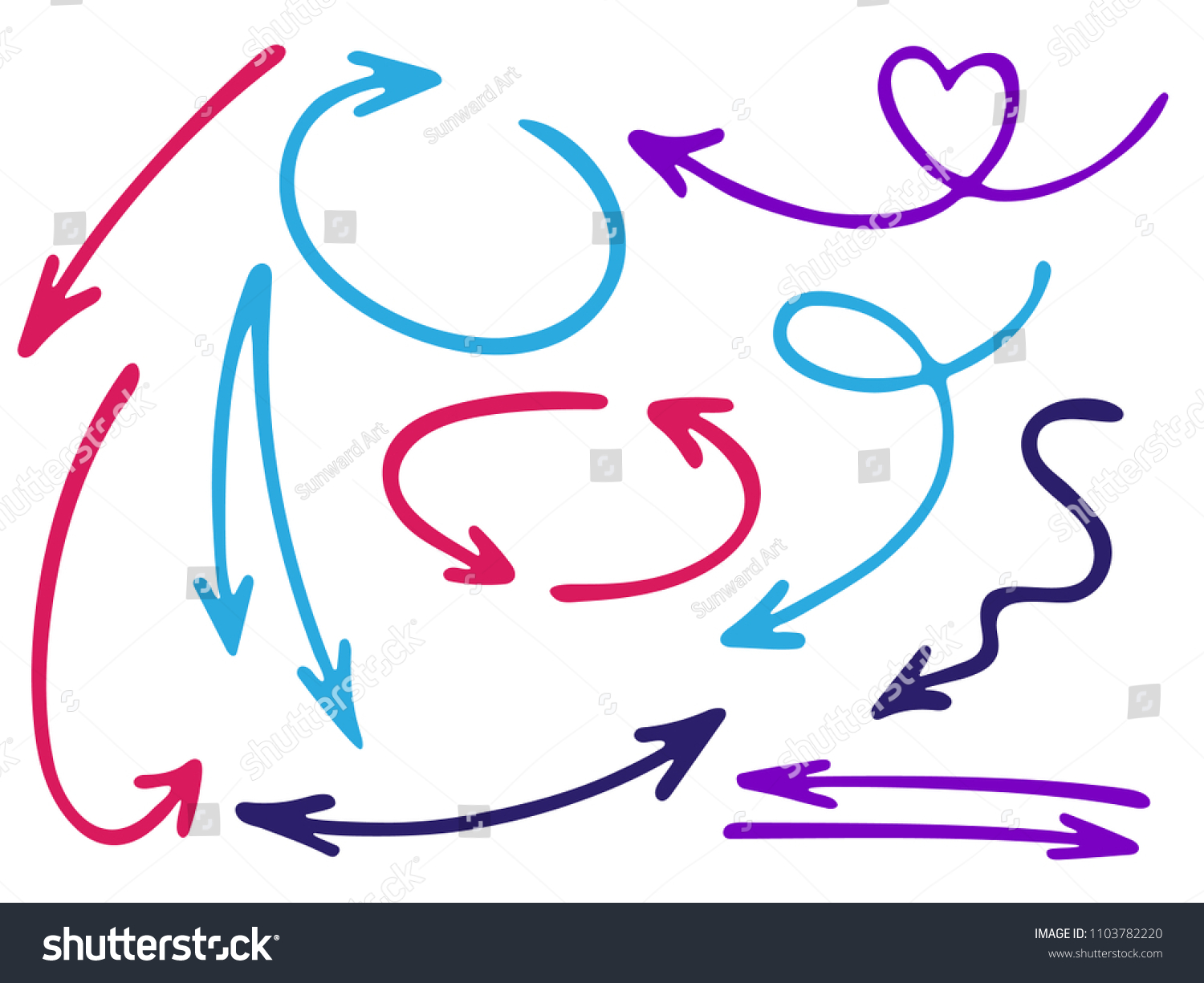 Hand Drawn Diagram Arrow Icons Vector Set Up Royalty Free Stock