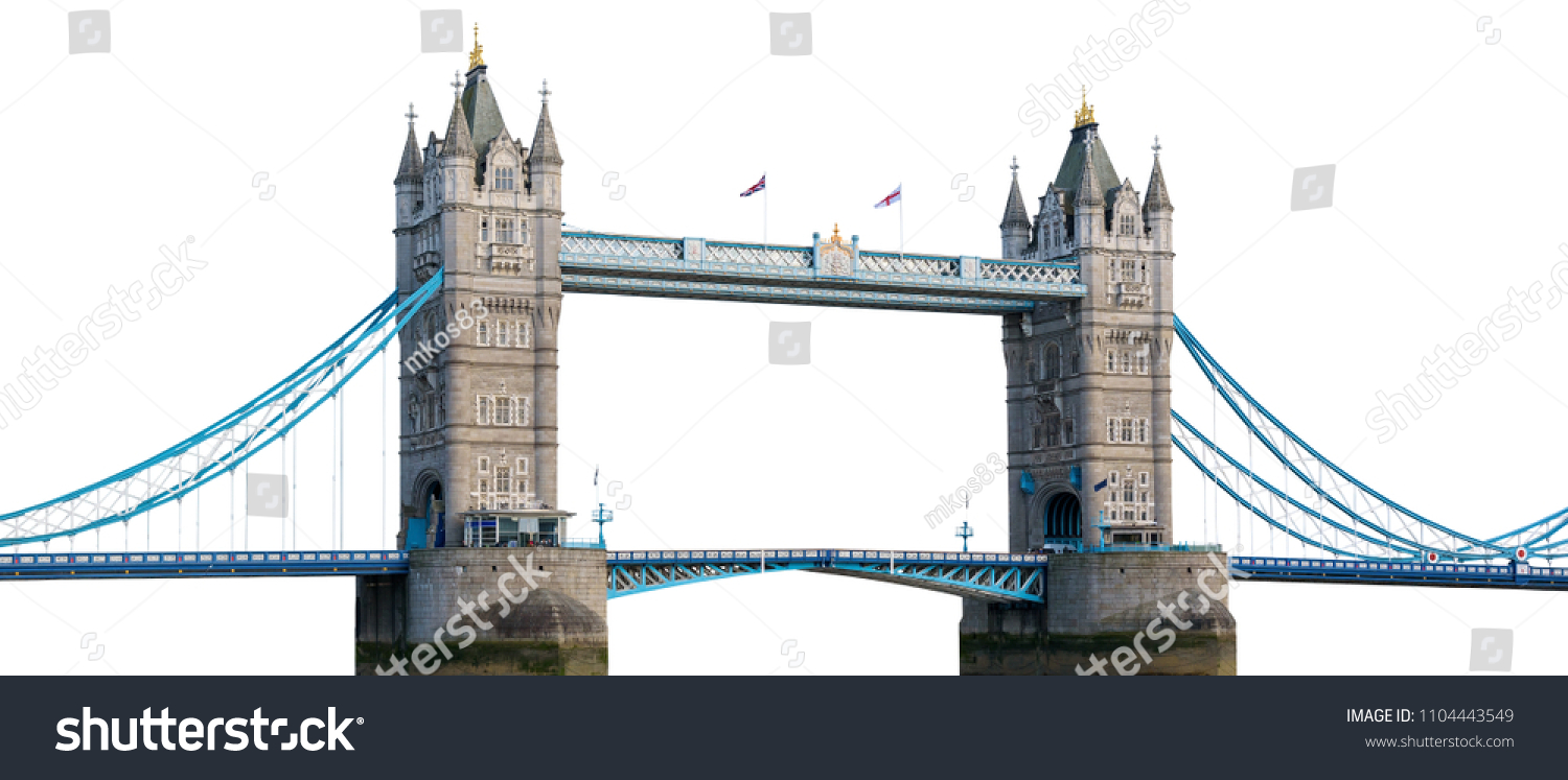 Tower Bridge in London isolated on white background with clipping path #1104443549