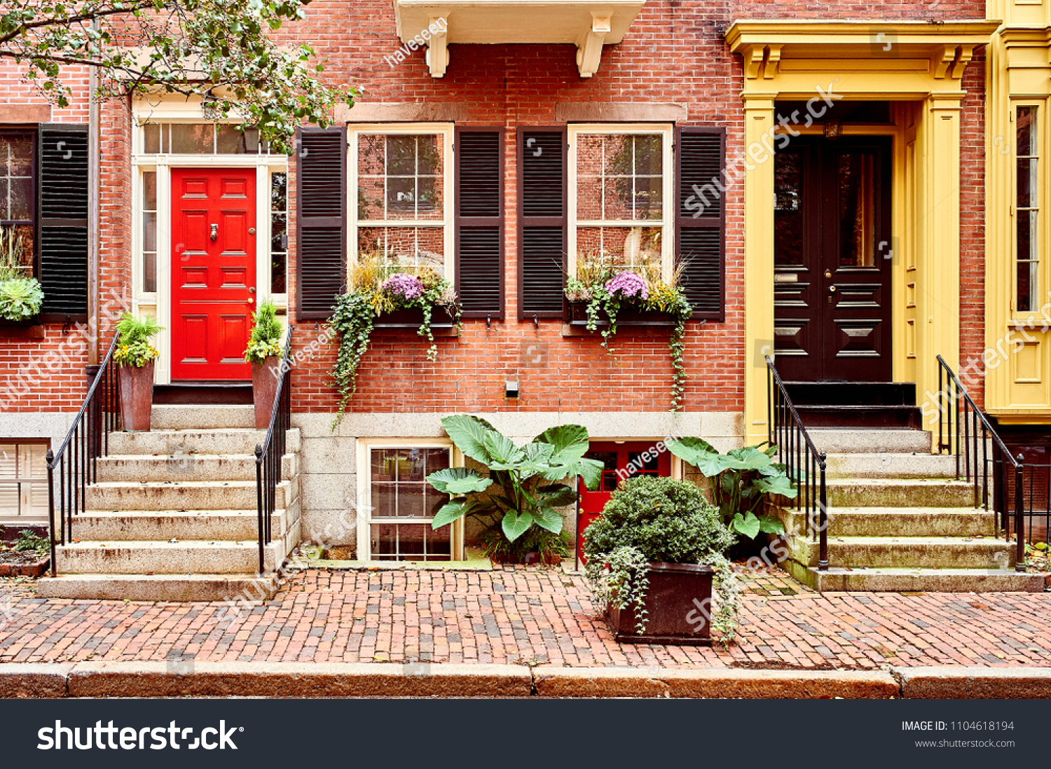 Street at  Beacon Hill neighborhood, Boston, USA. #1104618194