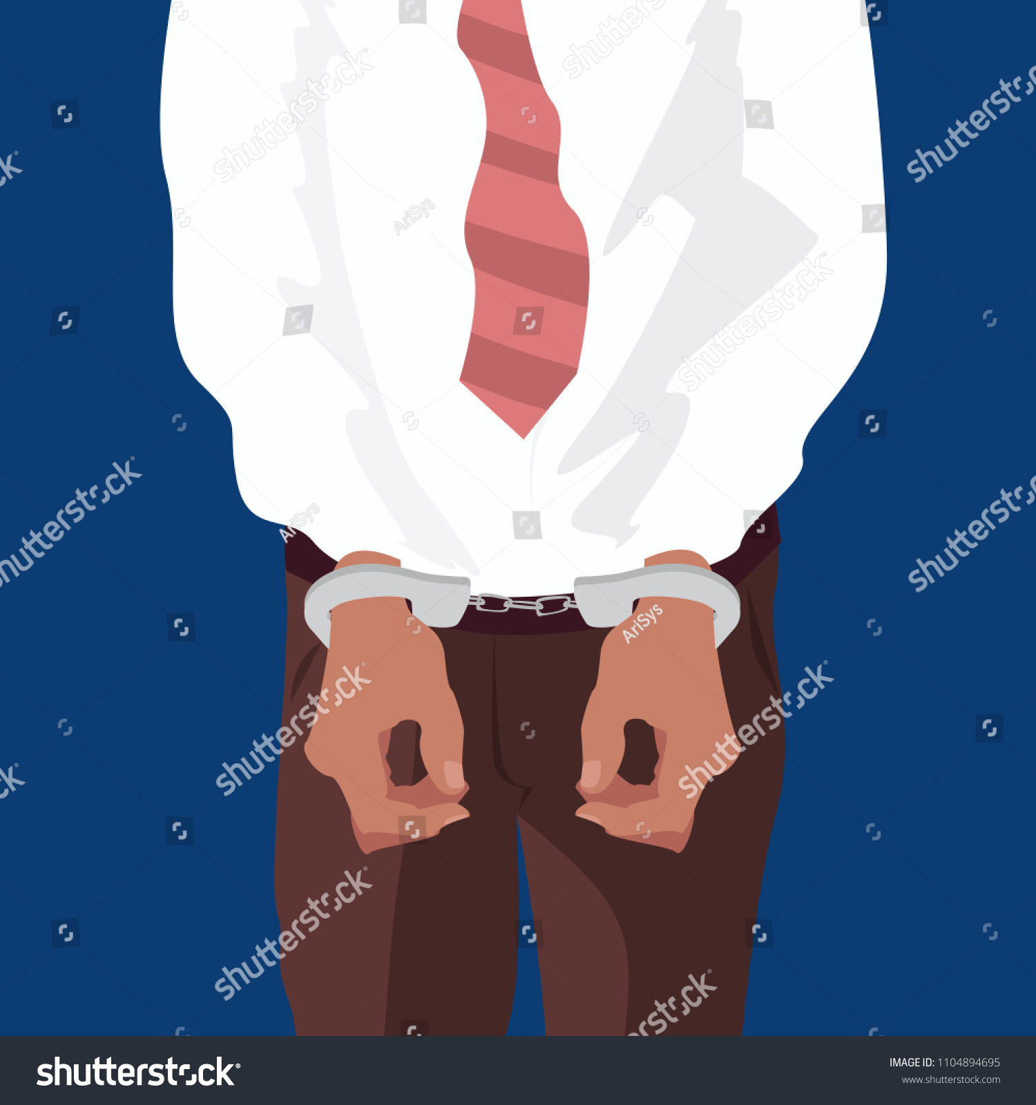 Close up hands of office man in handcuffs. - Royalty Free Stock Vector ...