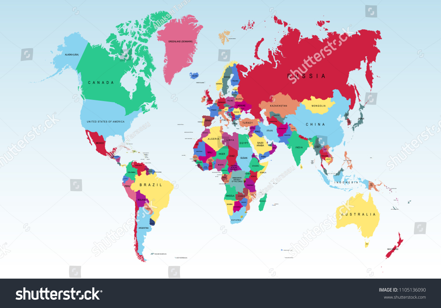 color world map - Royalty Free Stock Vector 1105136090 - Avopix.com