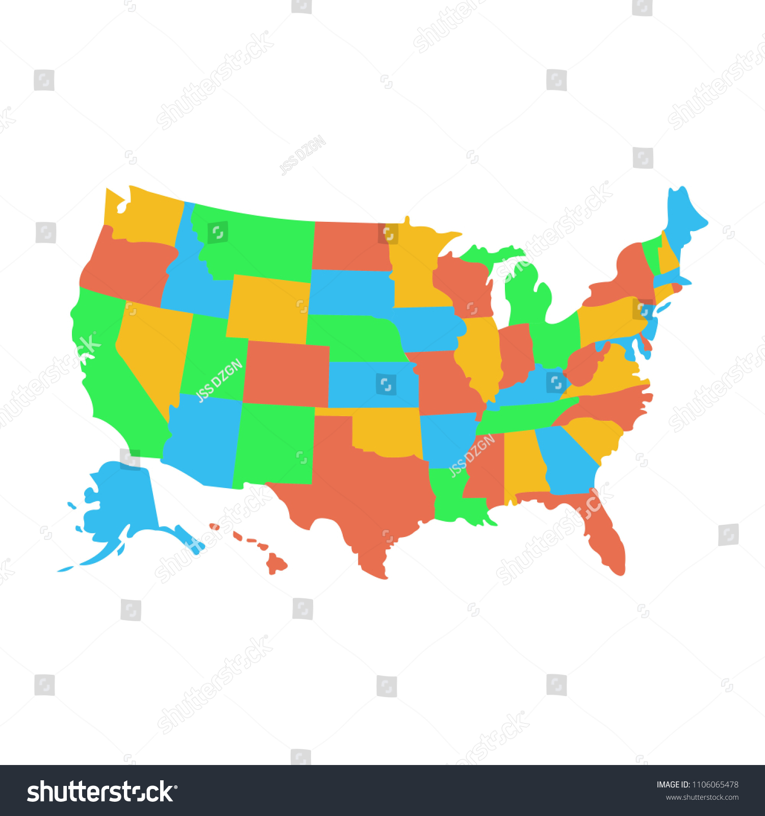 All States Map Simple Black Map Vector Eps 08 Royalty Free Stock 1885