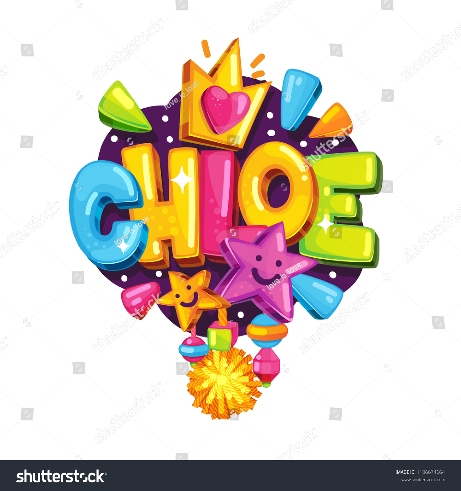 Chloe little girl name. Vector cartoon color - Royalty Free Stock ...