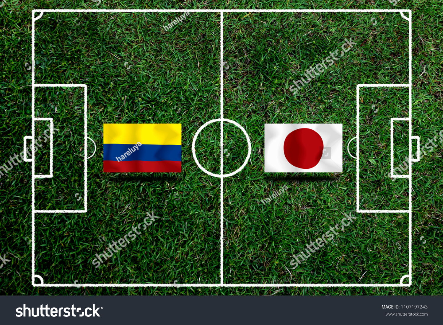 Football Cup competition between the national Colombia and national Japan. #1107197243