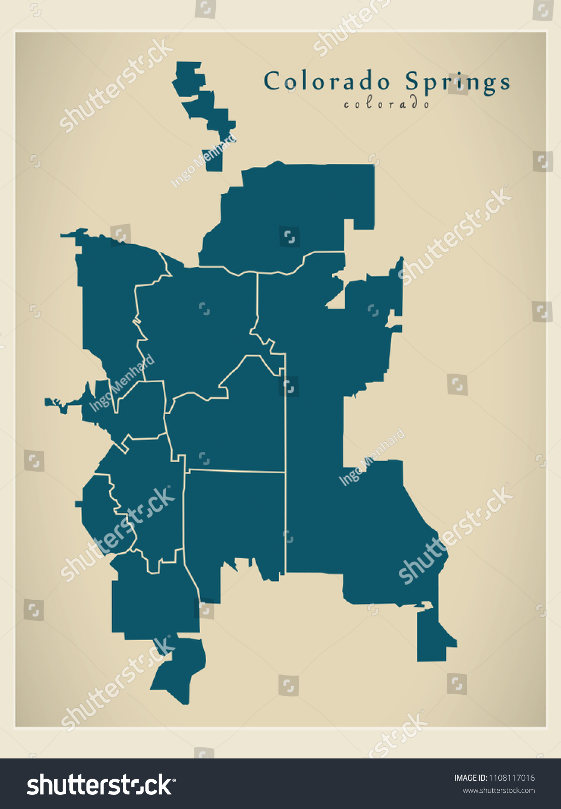 Modern City Map - Colorado Springs CO city of - Royalty Free Stock 