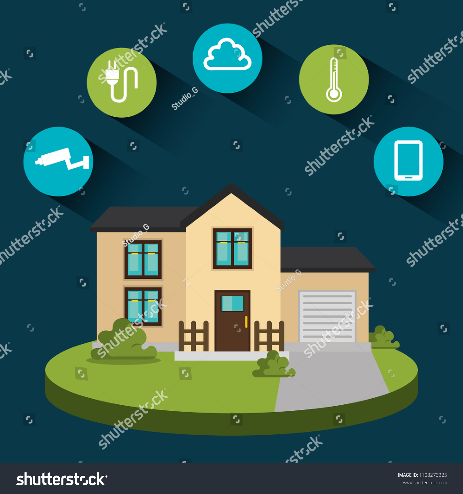 smart home technology set icons - Royalty Free Stock Vector 1108273325 ...