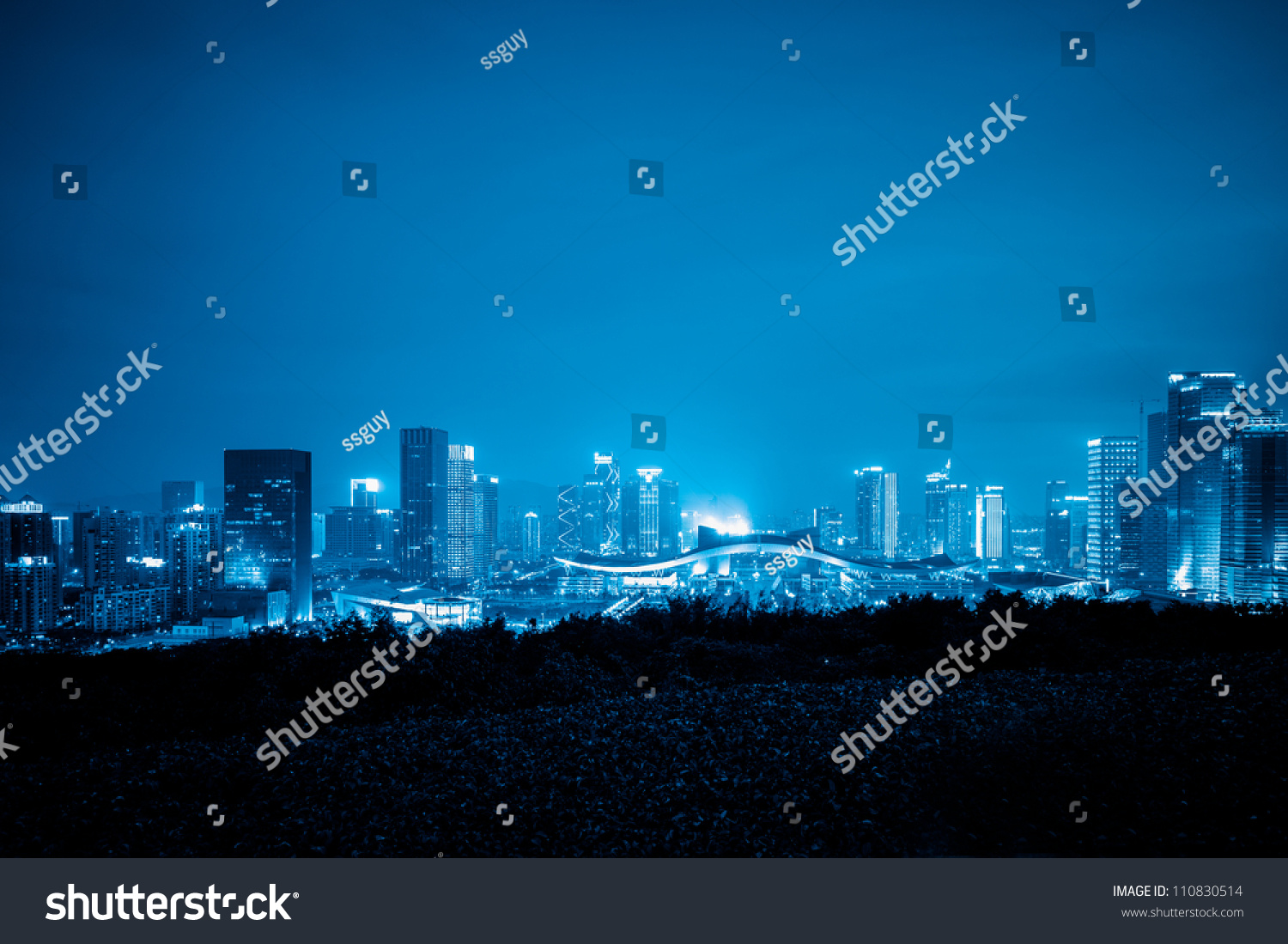 skyline of shenzhen china at night. #110830514
