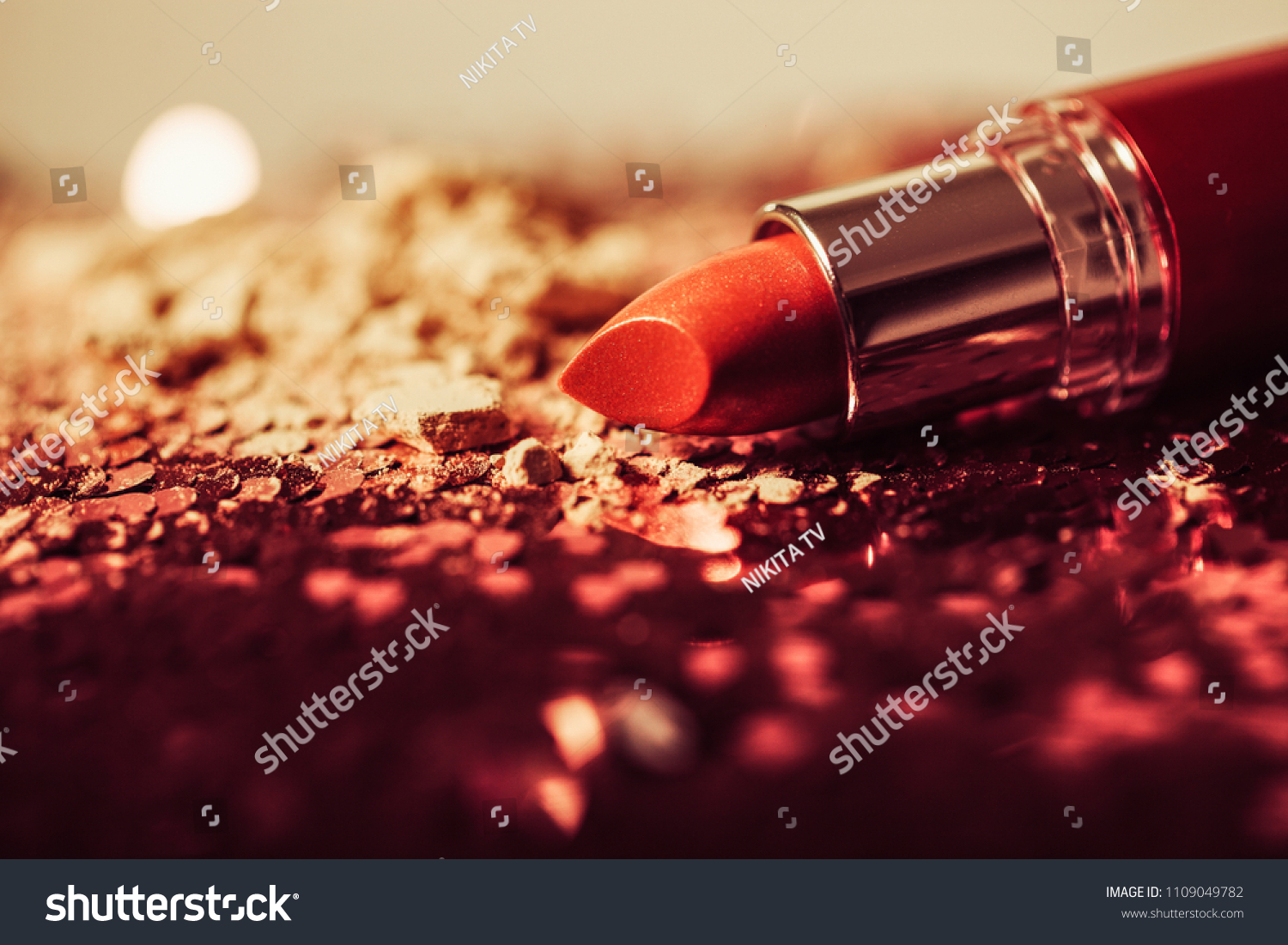Red lipstick isolated on white background #1109049782
