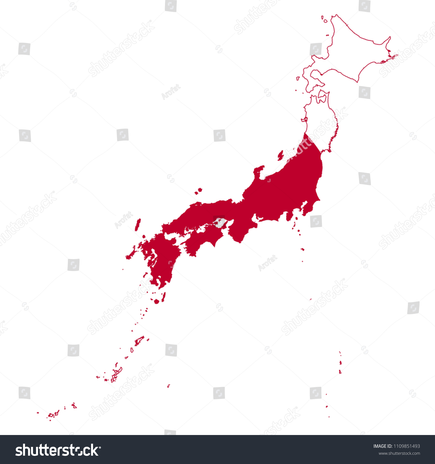 flag map of Japan - Royalty Free Stock Vector 1109851493 - Avopix.com