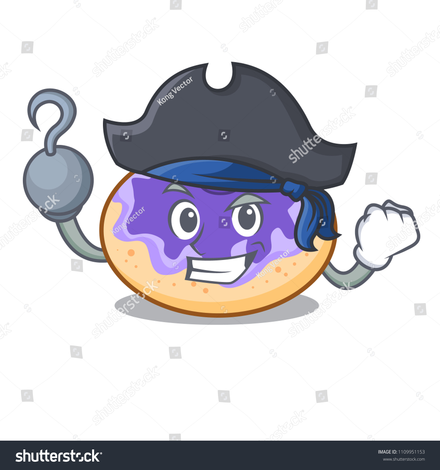 Pirate Donut Blueberry Character Cartoon Royalty Free Stock Vector 1109951153 