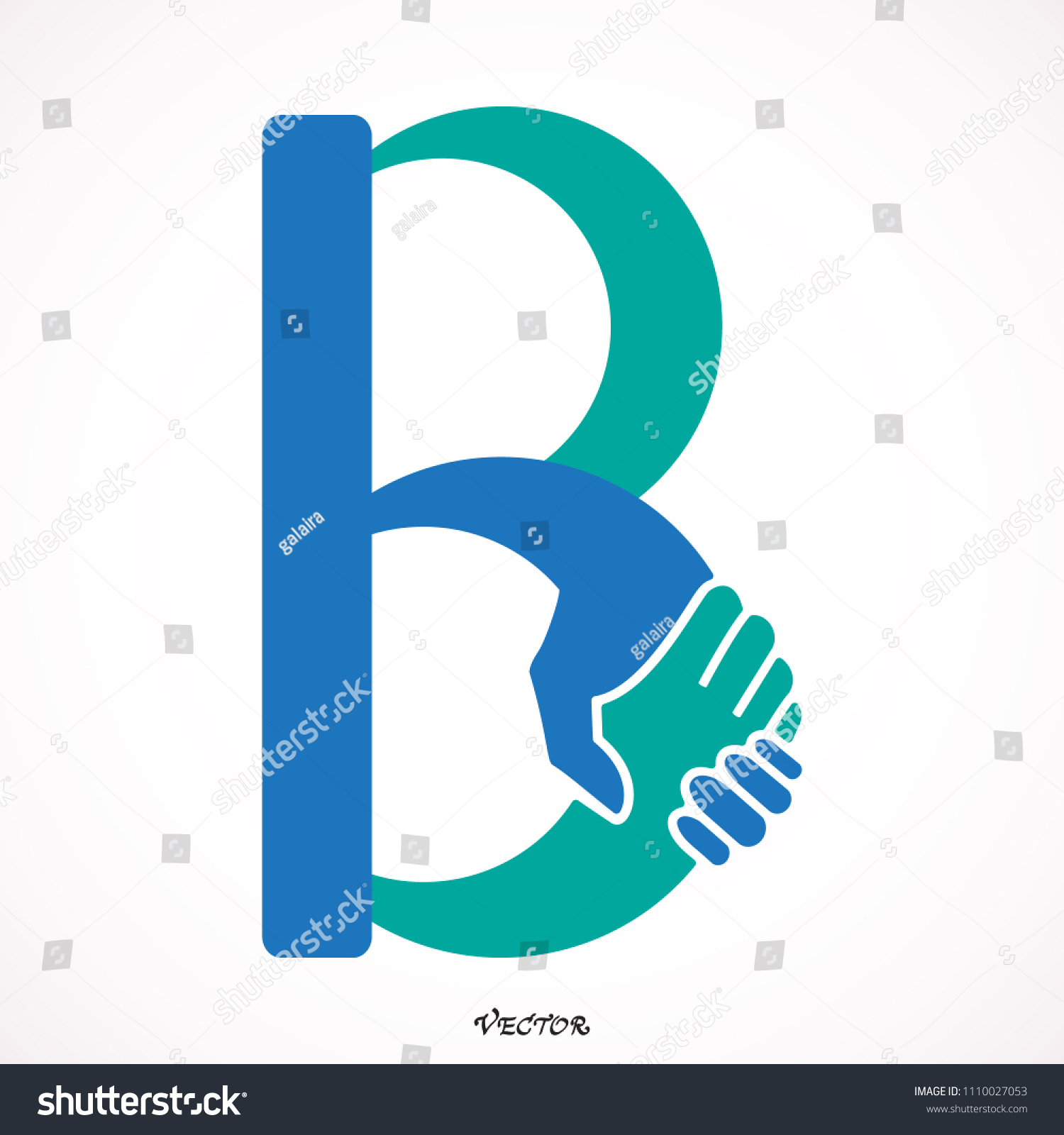 B Logo Handshake. B Letter Design Vector - Royalty Free Stock Vector ...