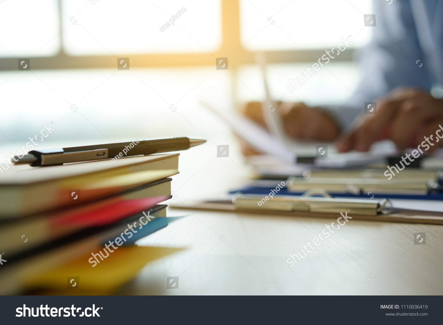 Businessman working reading documents graph financial to job succes Analyze document plans #1110036419
