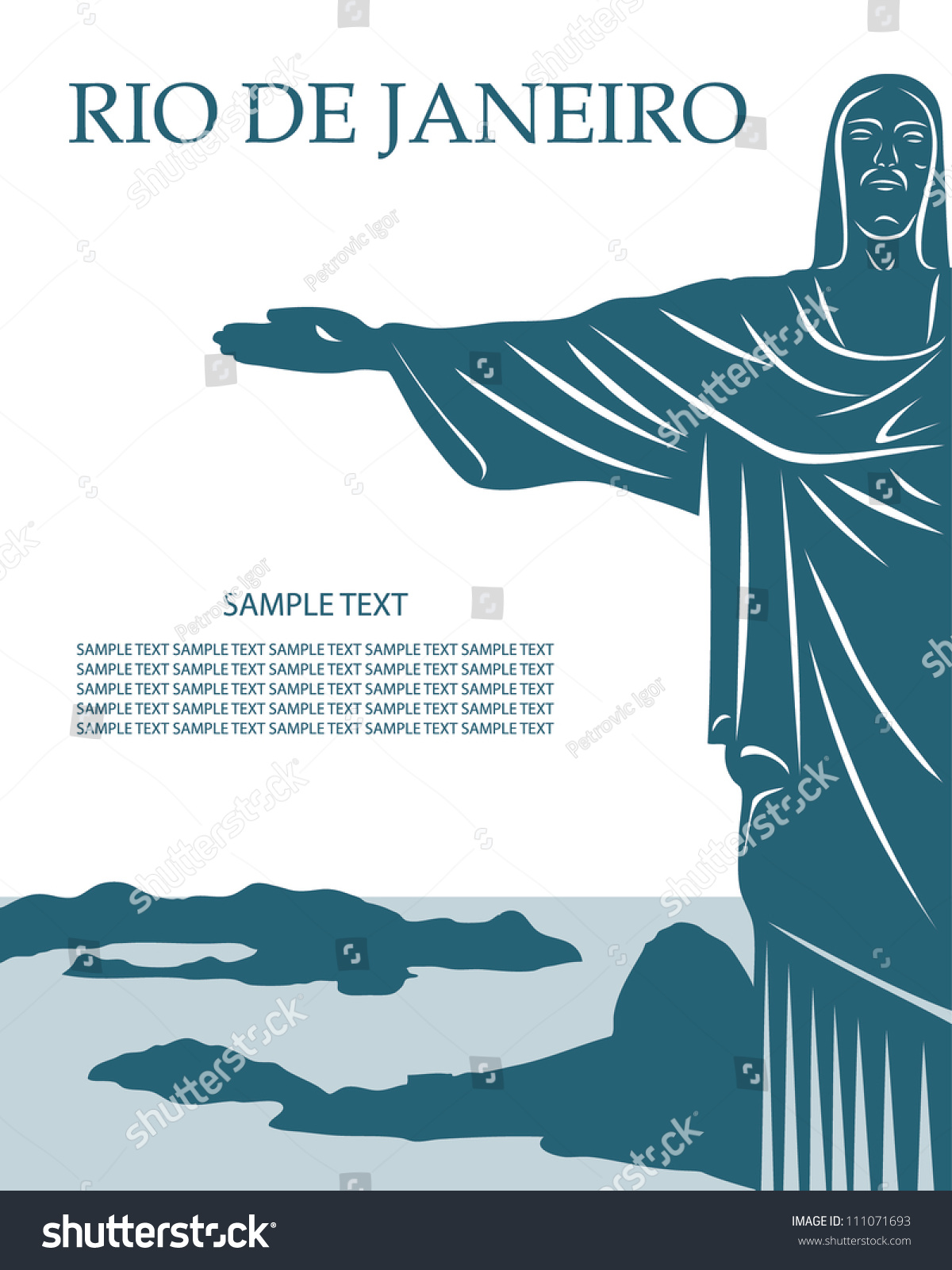 Rio De Janeiro Card With Jesus Christ Statue Royalty Free Stock Vector Avopix Com