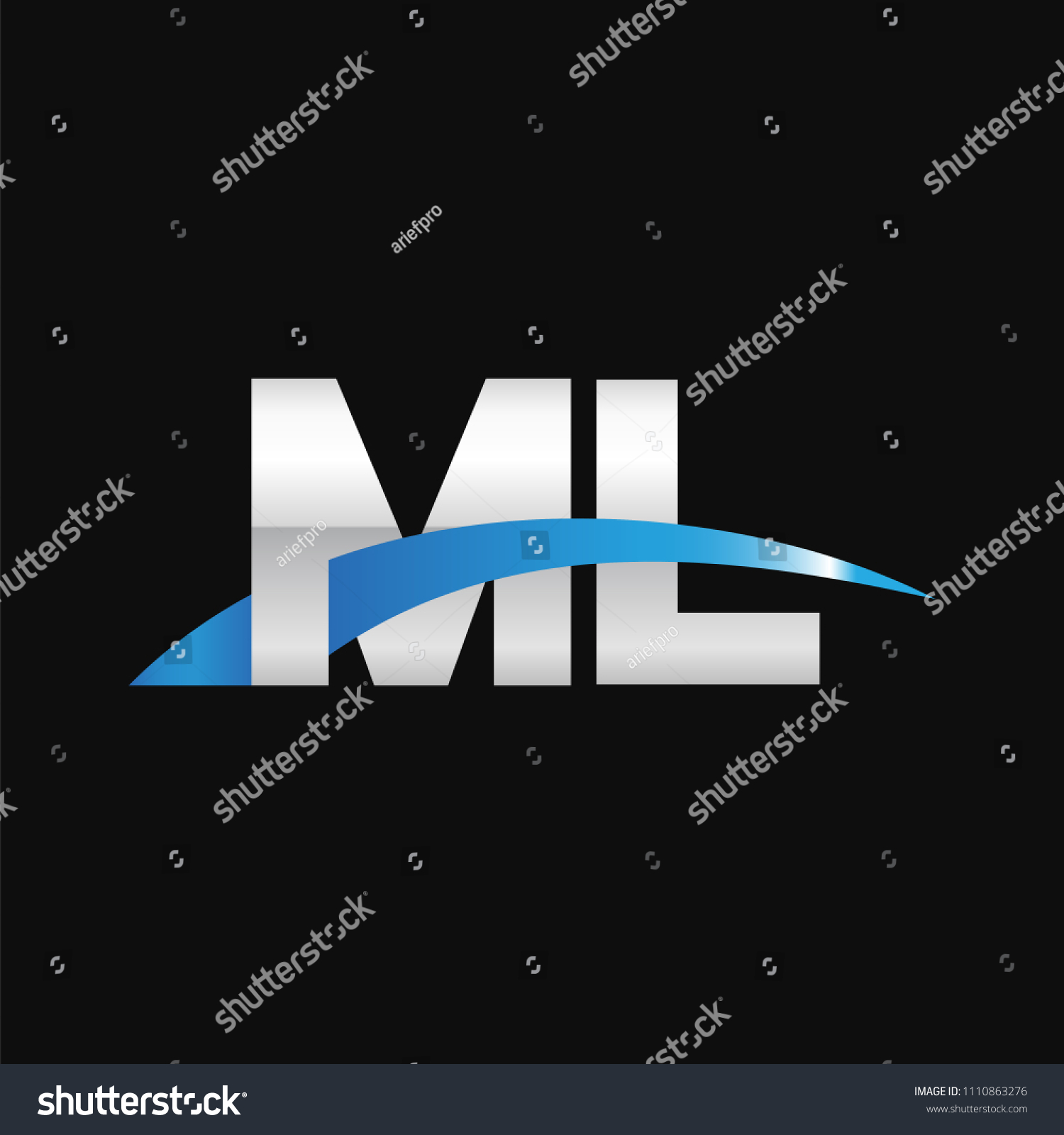 Initial Letter Ml Overlapping Movement Swoosh Royalty Free Stock