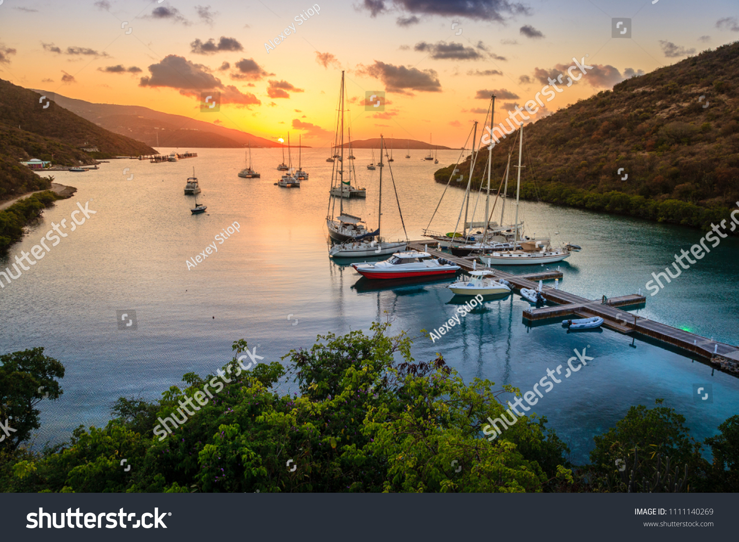 Beautiful sunset scene on the island of Virgin Gorda in BVI #1111140269
