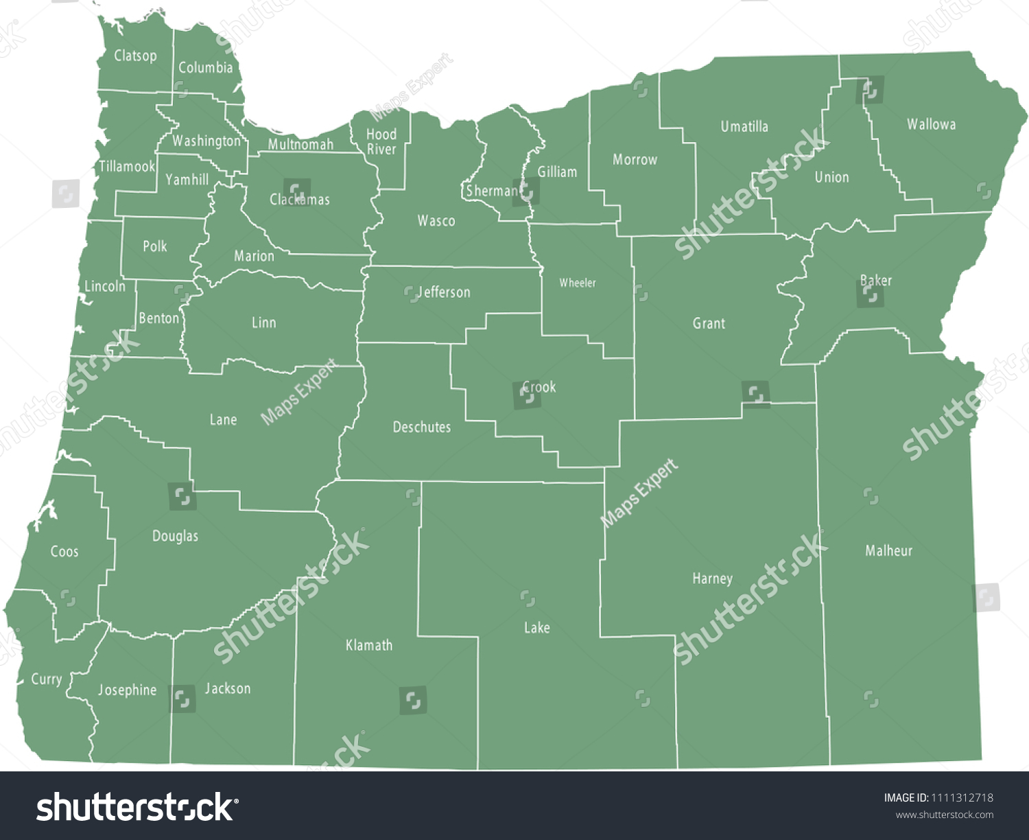 Oregon county map vector outline green - Royalty Free Stock Vector ...