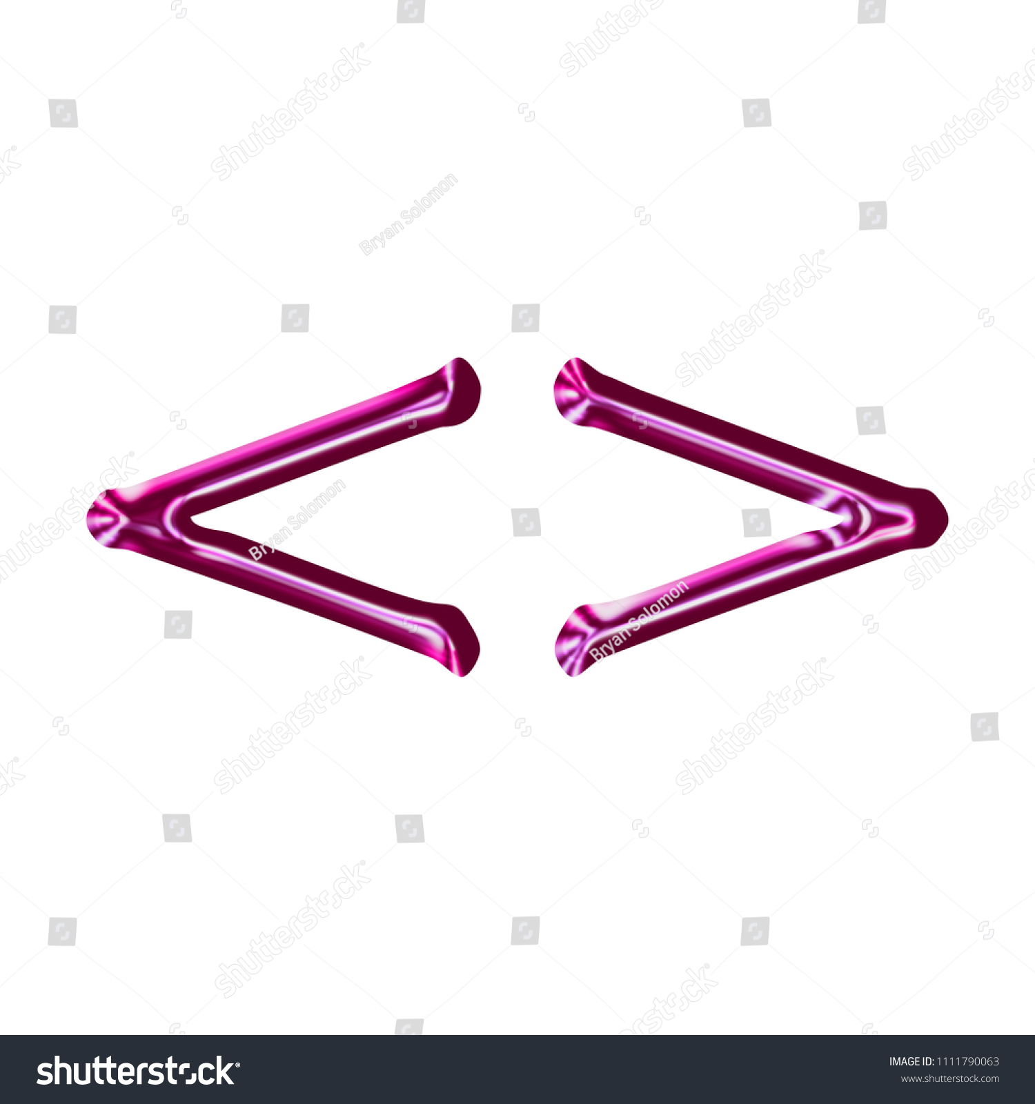 Shining metallic pink glass in a 3D illustration with a shiny reflective edge pink color in an elegant loose font isolated on a white background with clipping path #1111790063