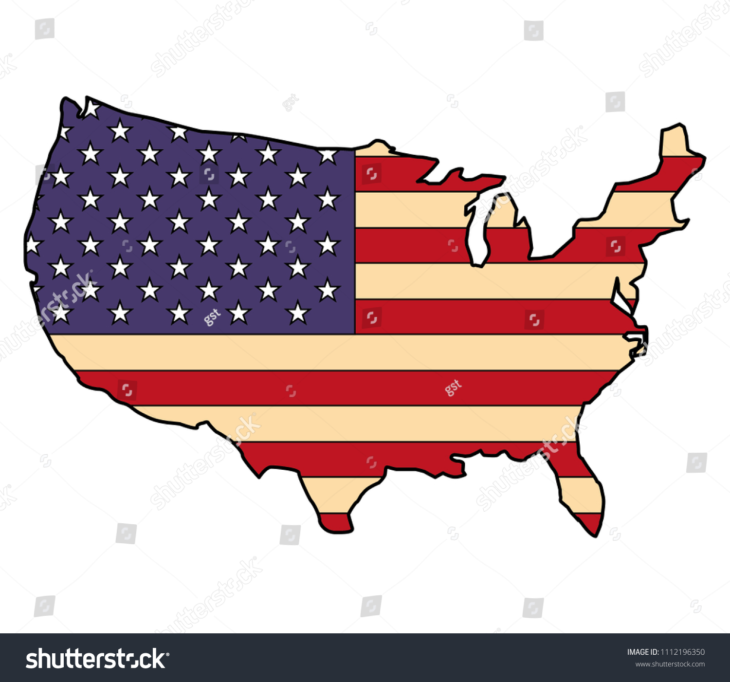 united states of america map with flag - Royalty Free Stock Vector ...